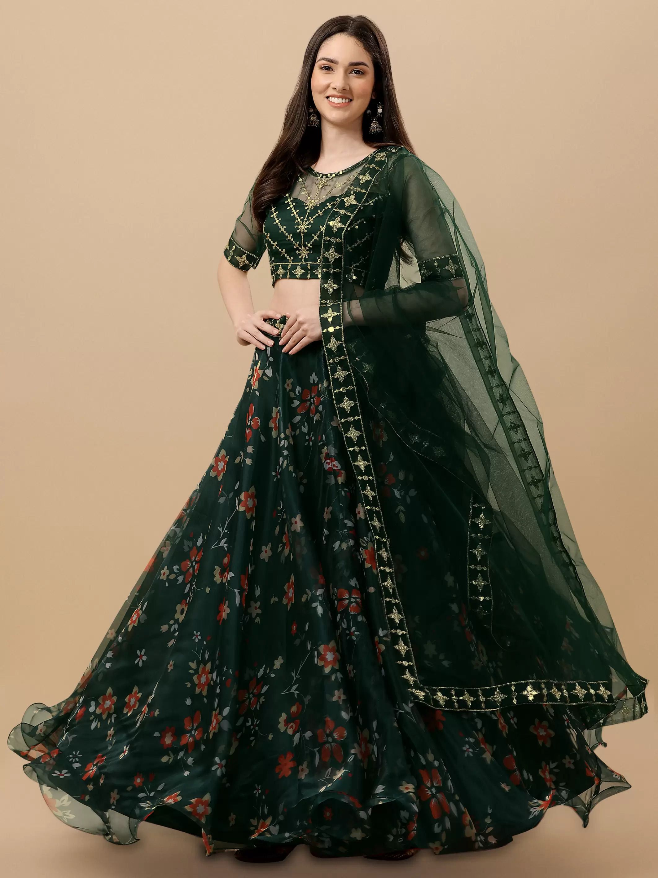 Embroidered Semi Stitched Lehenga Choli-image-14