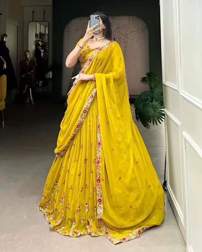 virja textiles Embroidered Semi Stitched Lehenga Choli-picture-19