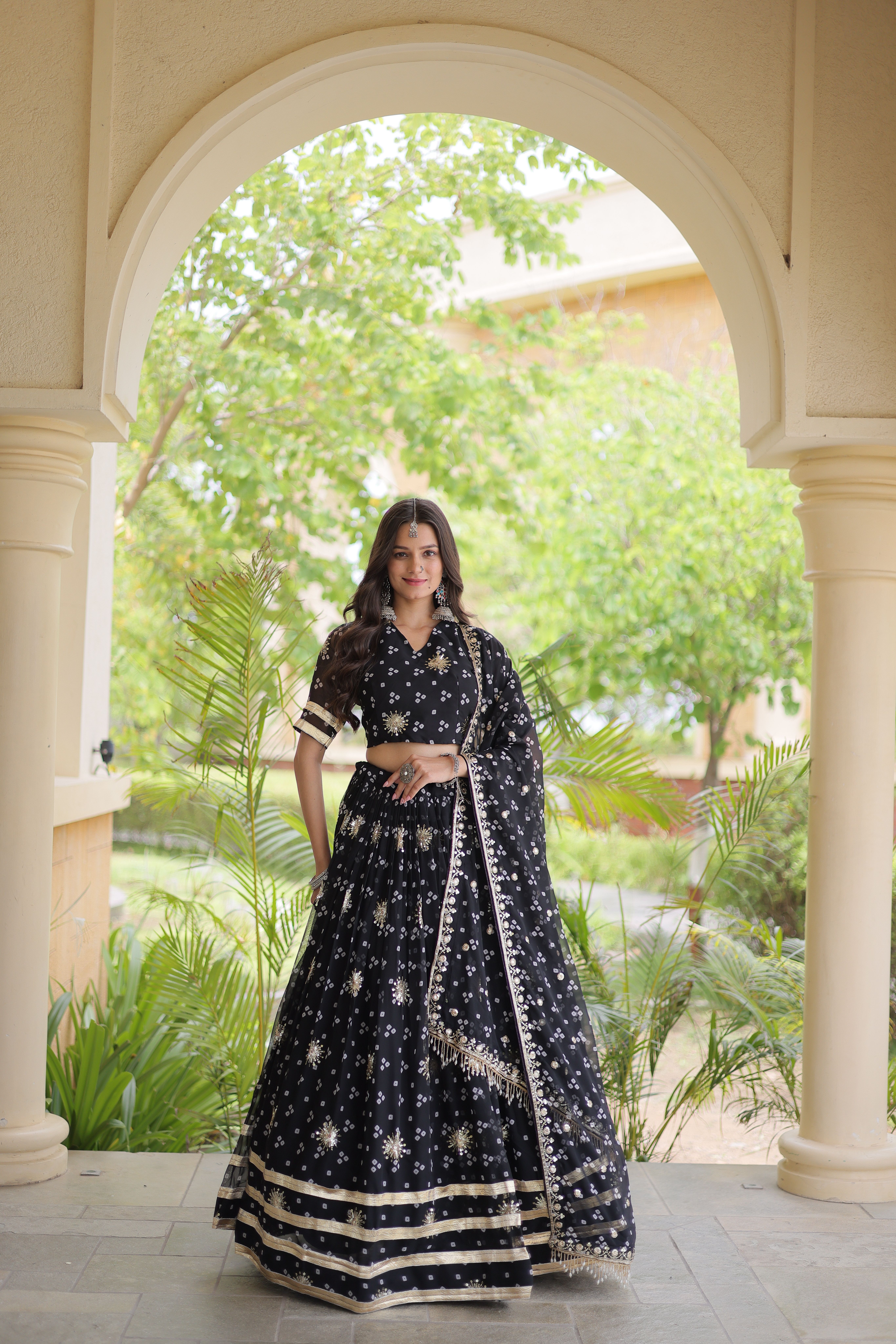 Embroidered, Printed Stitched Lehenga & Crop Top-image-6