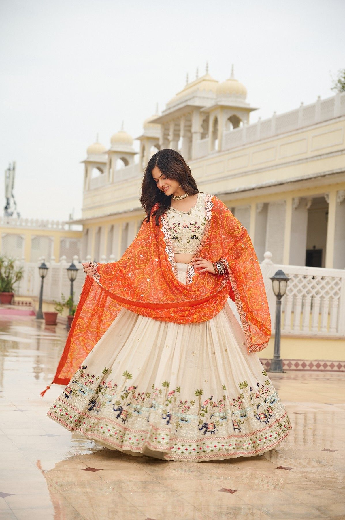 sanvi Embroidered Stitched Lehenga & Crop Top-picture-1