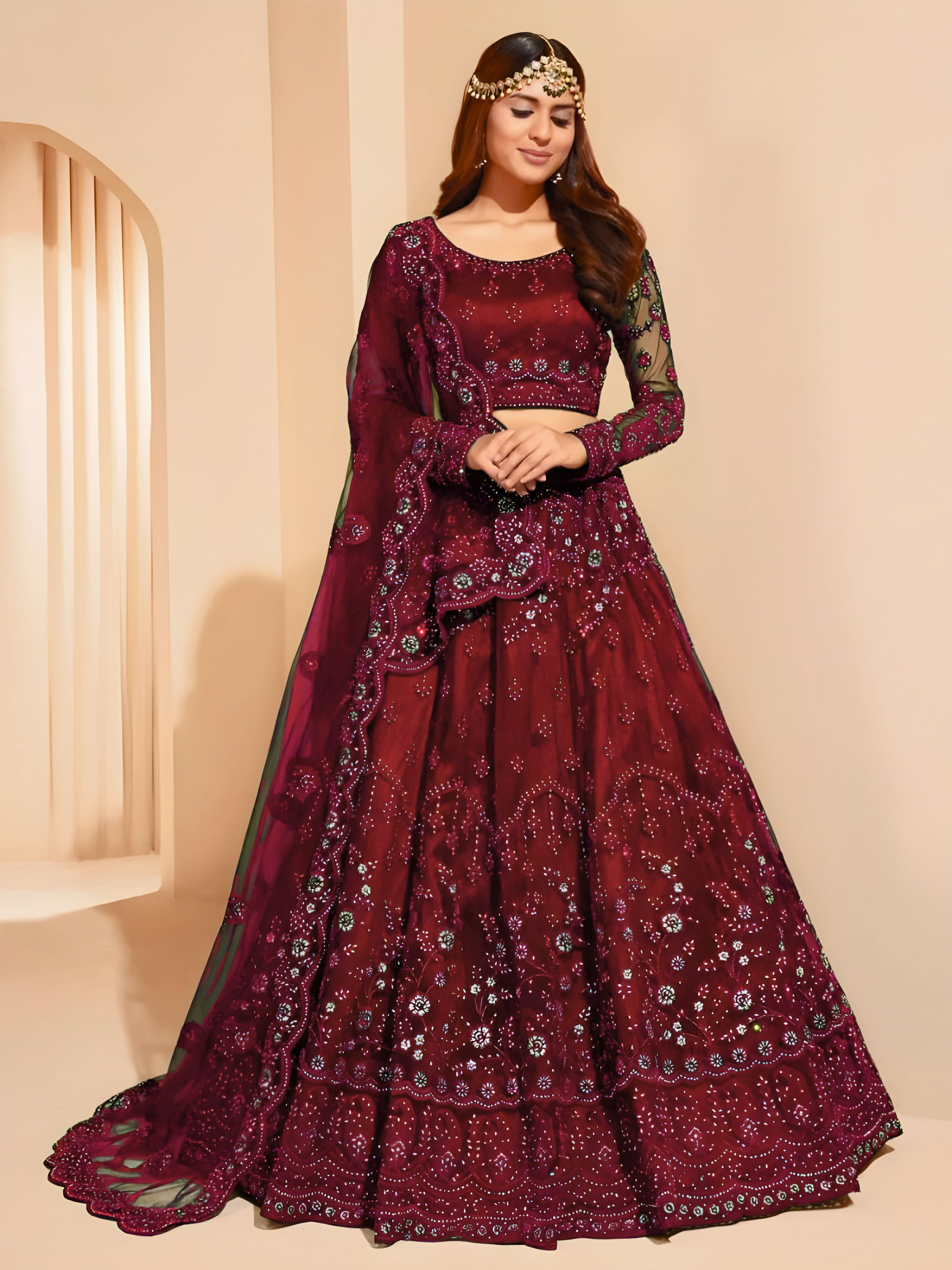 Embroidered Semi Stitched Lehenga Choli