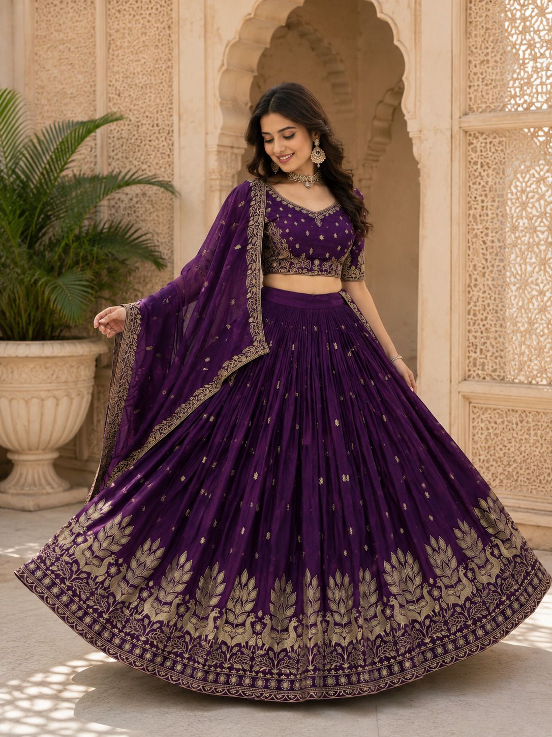 anzu Embroidered Semi Stitched Lehenga Choli-picture-19