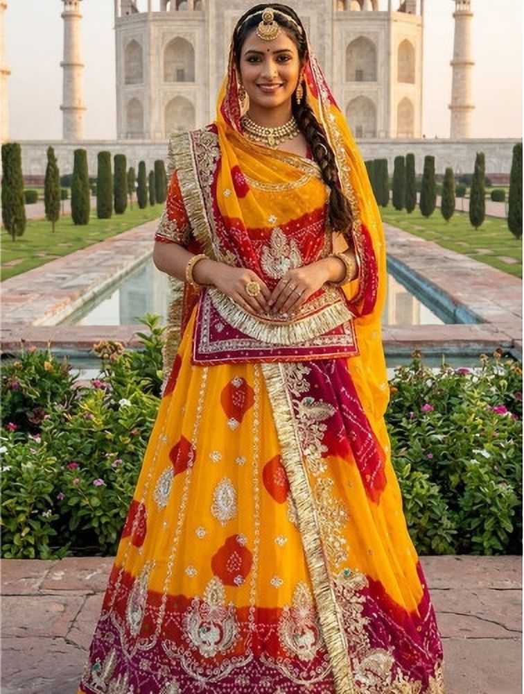 Embroidered Semi Stitched Rajasthani Poshak-image-35