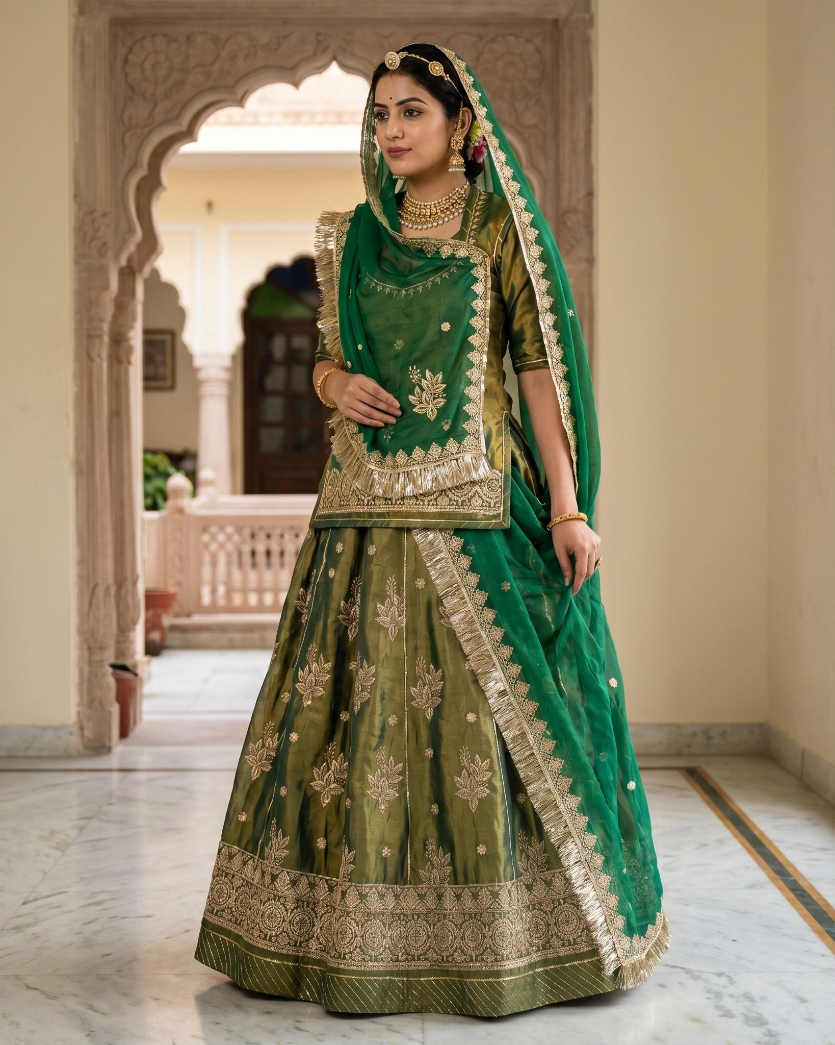 mantushti Embroidered Semi Stitched Rajputi Poshak-picture-20