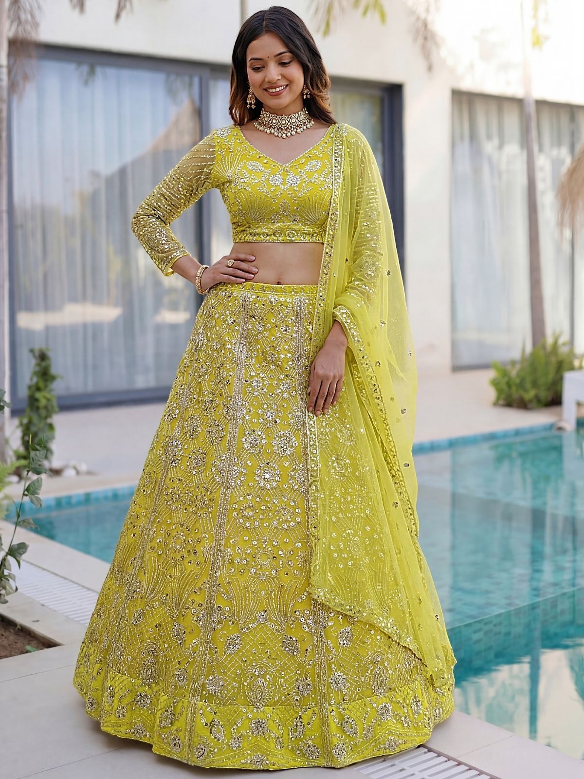 odette Embellished Semi Stitched Lehenga Choli-picture-4