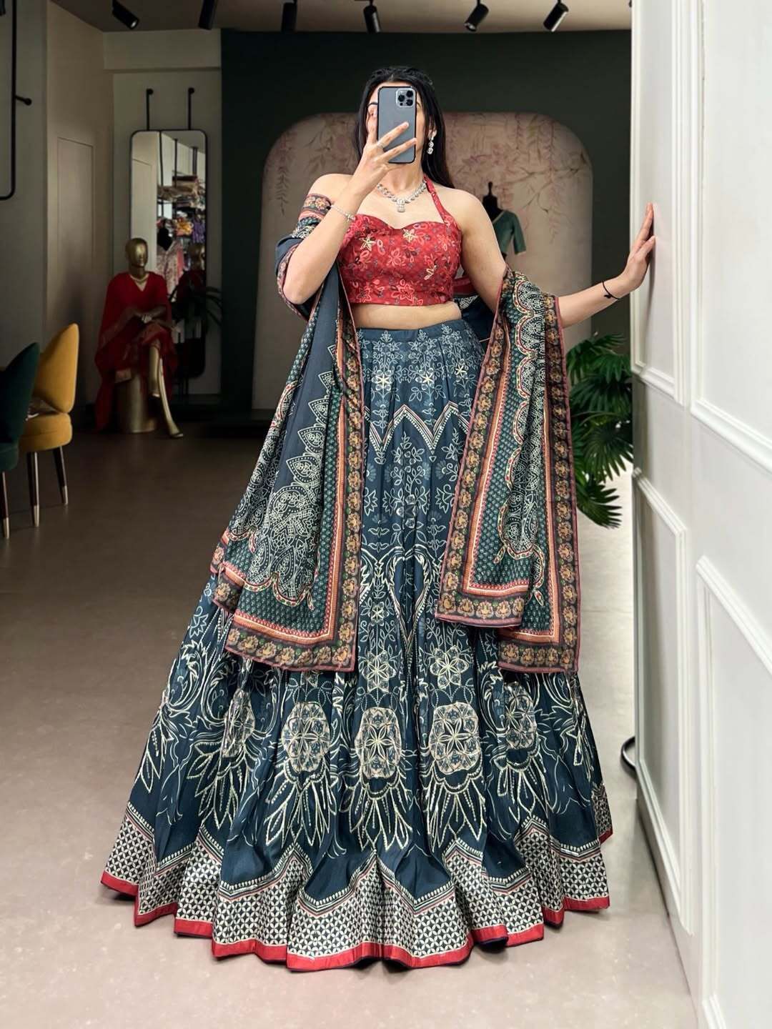 nexusforcehub Floral Print Semi Stitched Lehenga Choli-picture-36