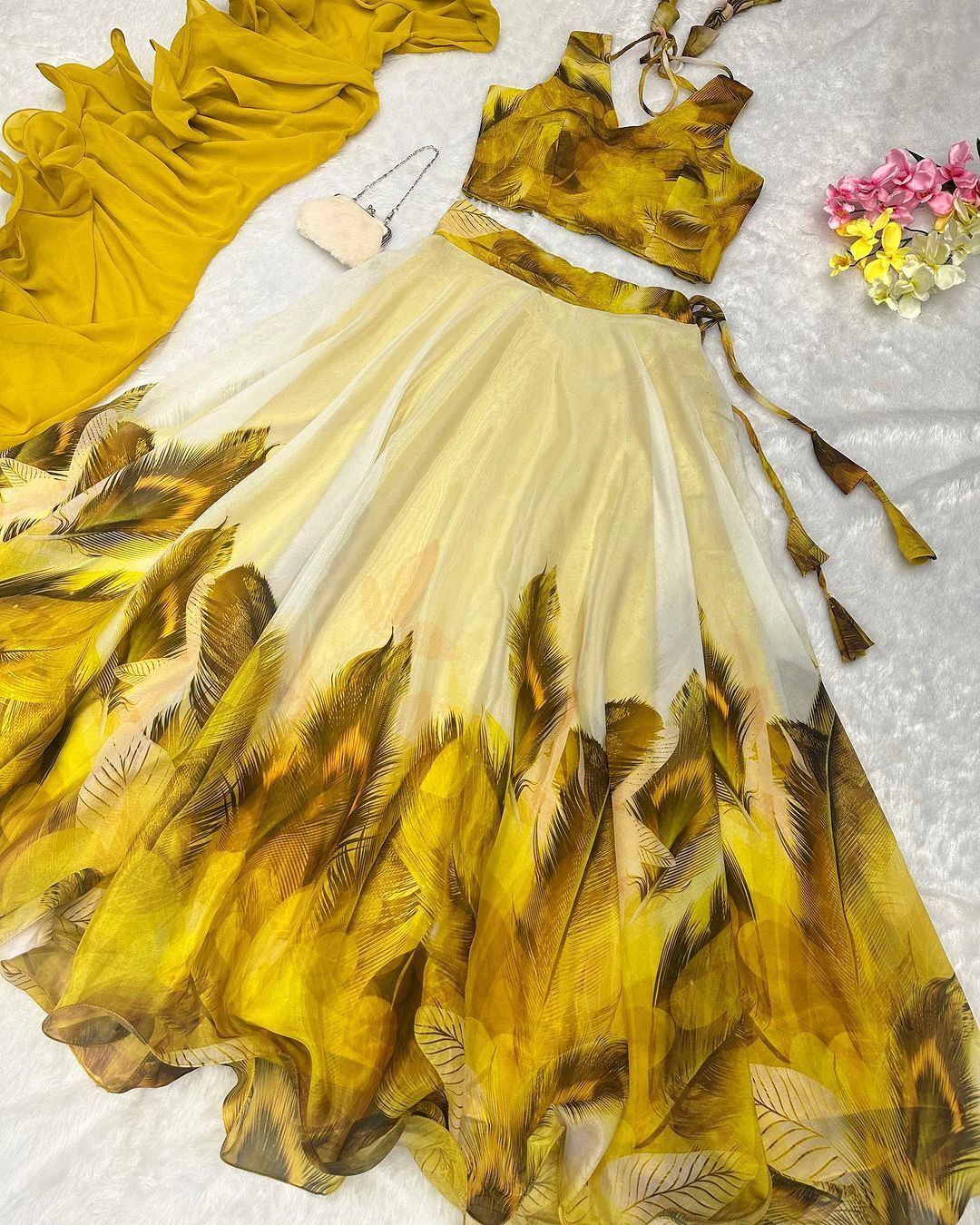 purimaa Floral Print Semi Stitched Lehenga Choli-picture-18