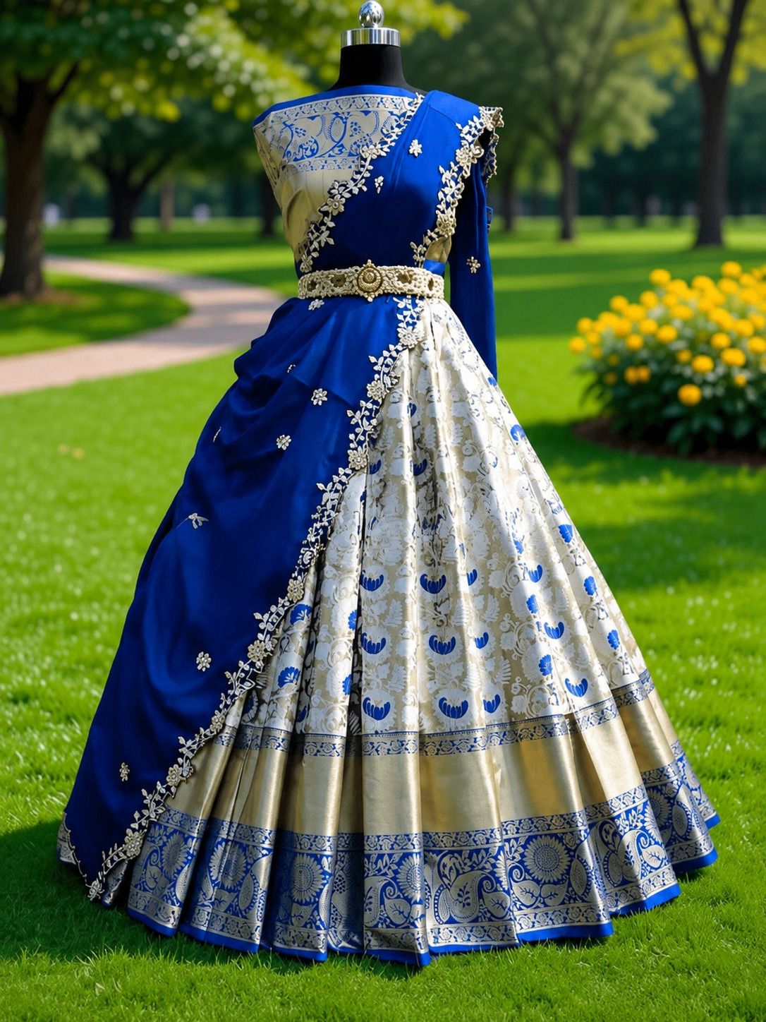cute fellow Paisley Semi Stitched Lehenga & Crop Top-picture-12