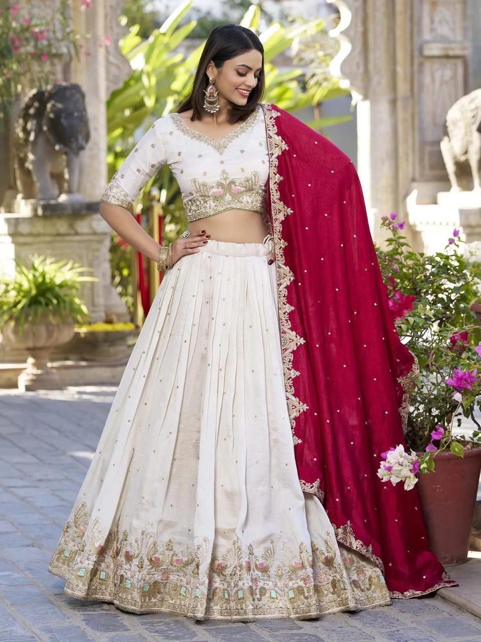 gk trendz Embroidered, Self Design Semi Stitched Lehenga & Crop Top-picture-19