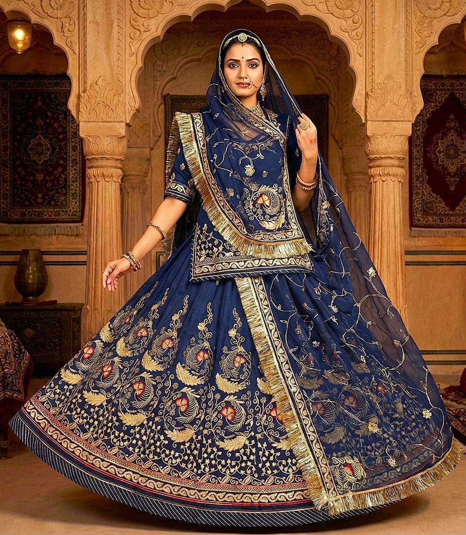 Embroidered Semi Stitched Rajputi Poshak-image-9