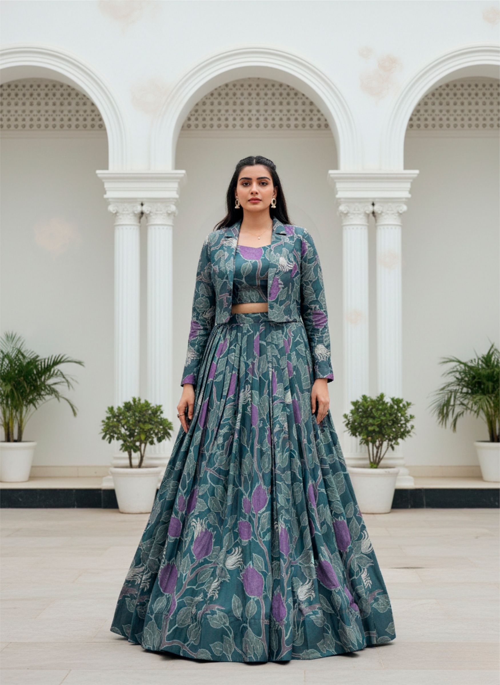 Printed Stitched Lehenga & Crop Top-image-8