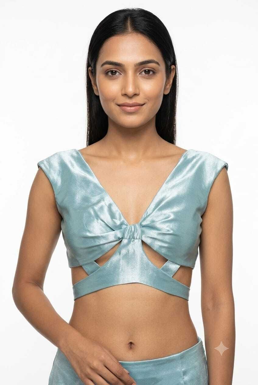 kiyoo Solid Stitched Lehenga & Crop Top-picture-10