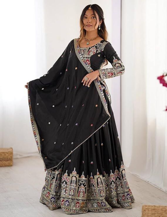 Embroidered Semi Stitched Lehenga Choli-image-2
