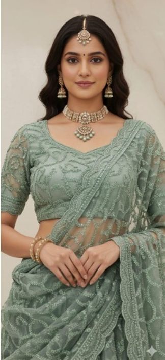 Solid Stitched Lehenga & Crop Top-image-1