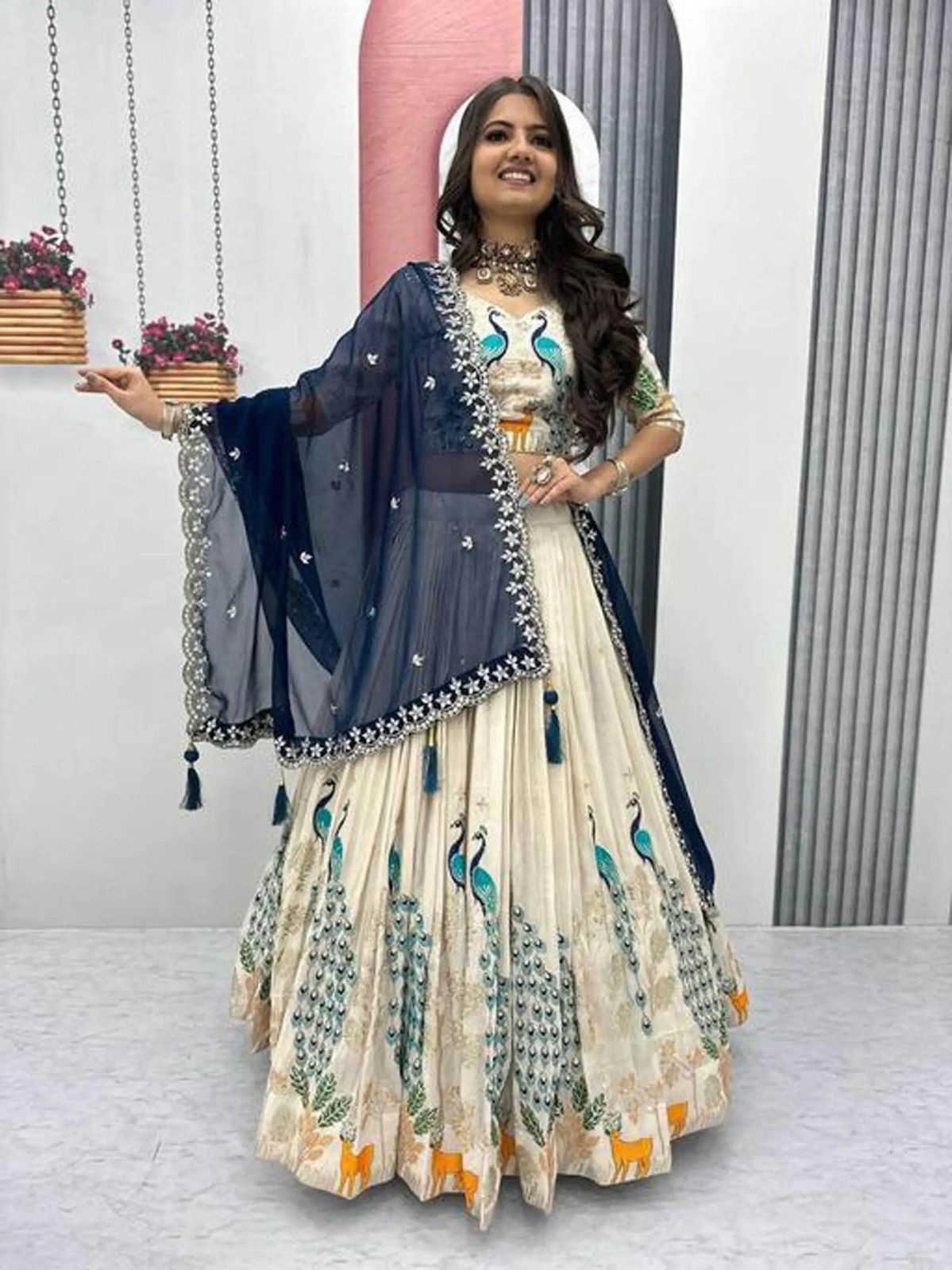 Embroidered Semi Stitched Lehenga & Crop Top-image-39