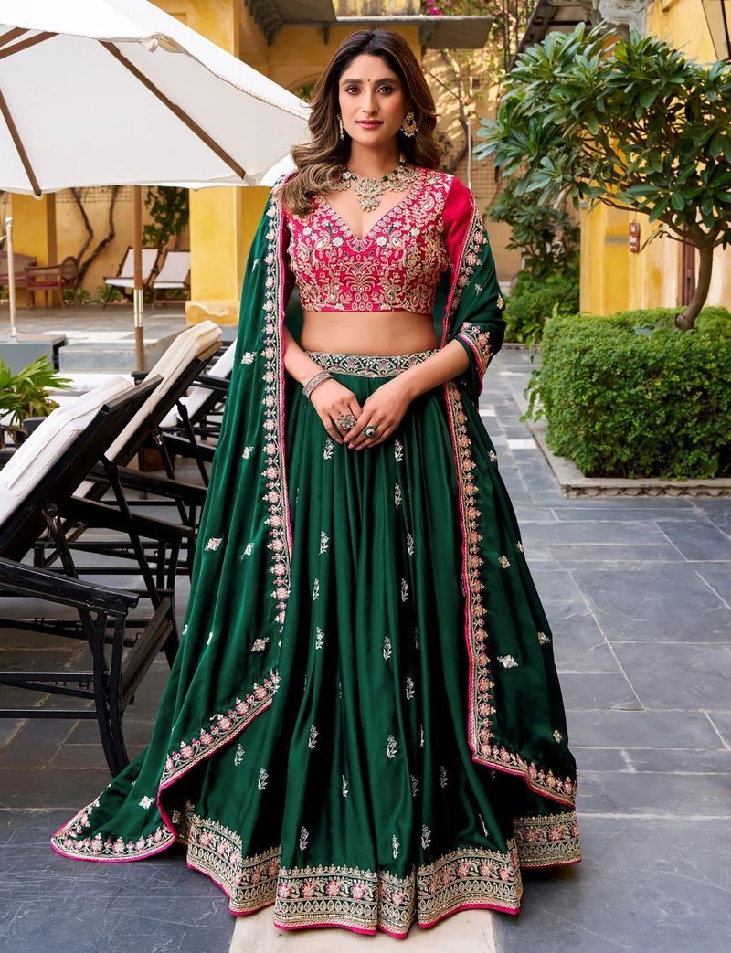 Embroidered Semi Stitched Lehenga Choli-image-7