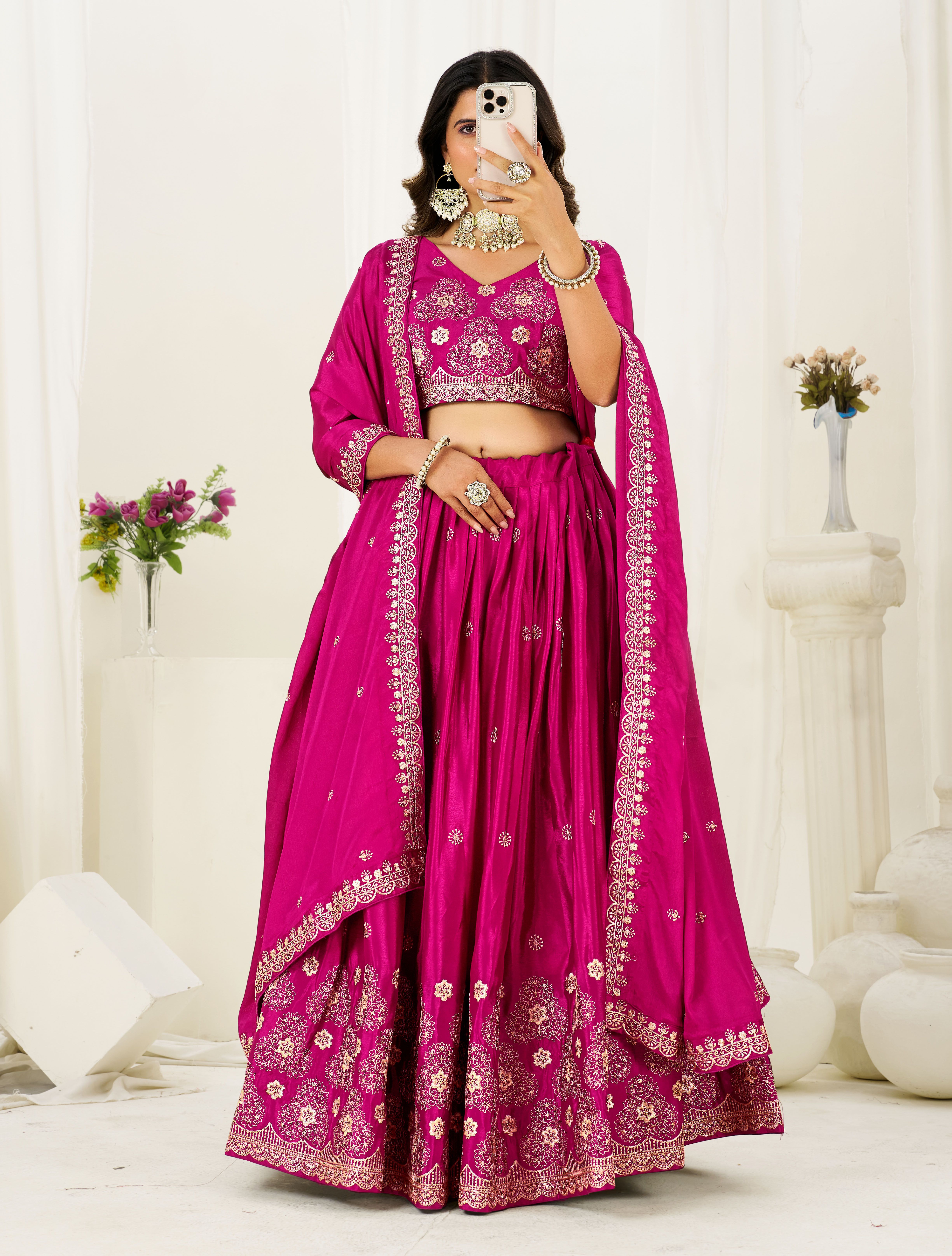 gk trendz Embroidered, Self Design Semi Stitched Lehenga & Crop Top-picture-38