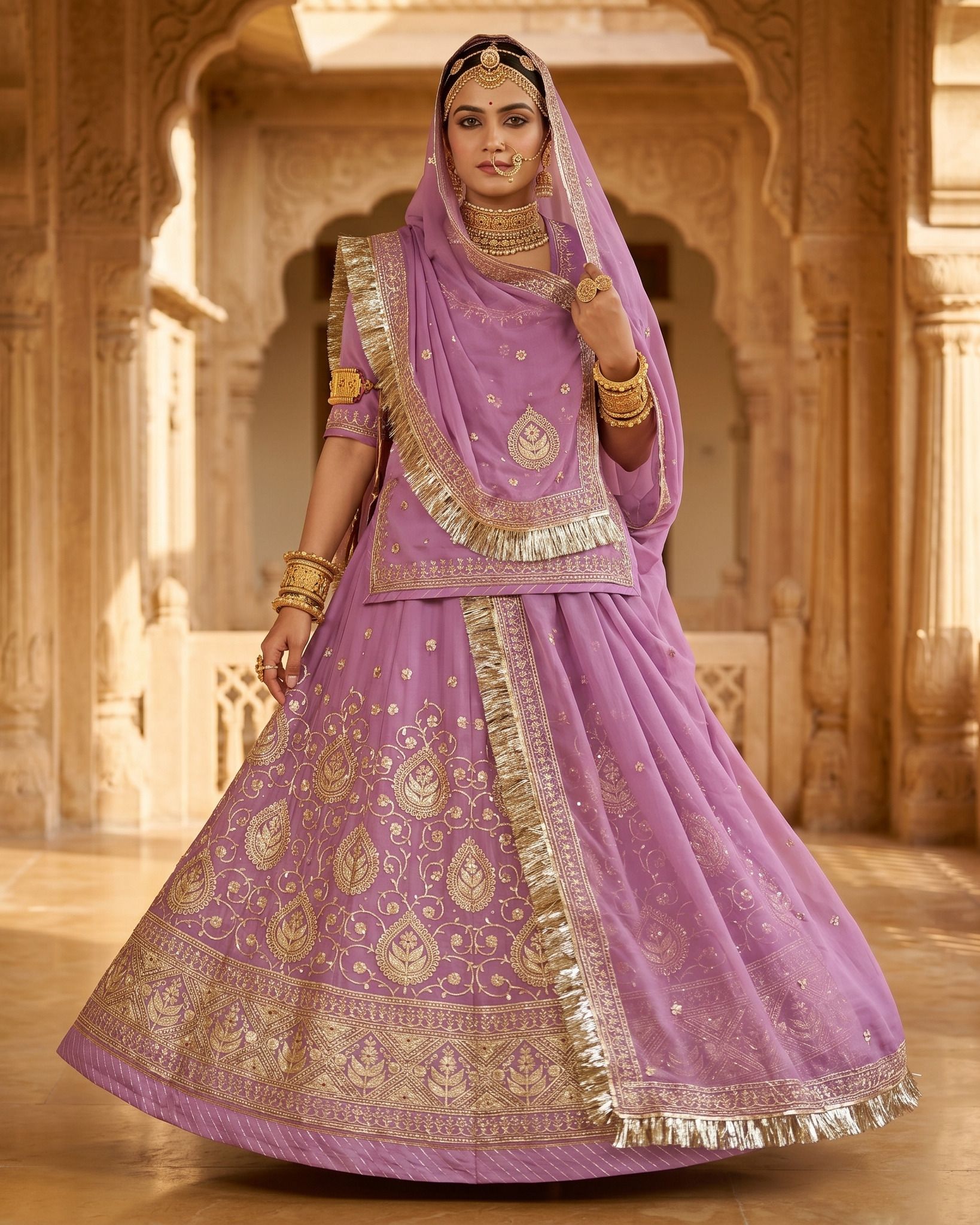 Embroidered Semi Stitched Rajputi Poshak-image-48
