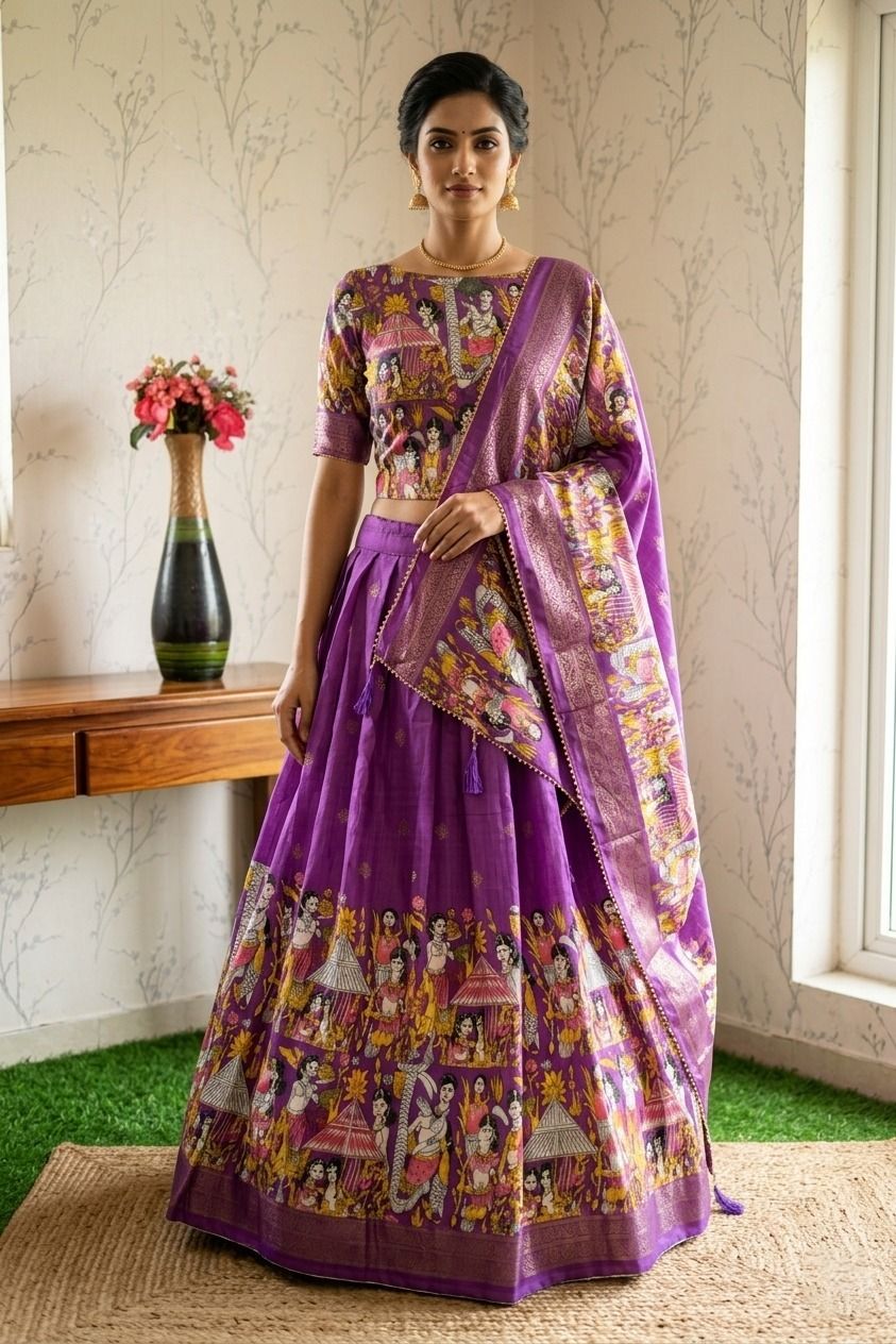 cynorcreation Floral Print Semi Stitched Lehenga Choli-picture-13