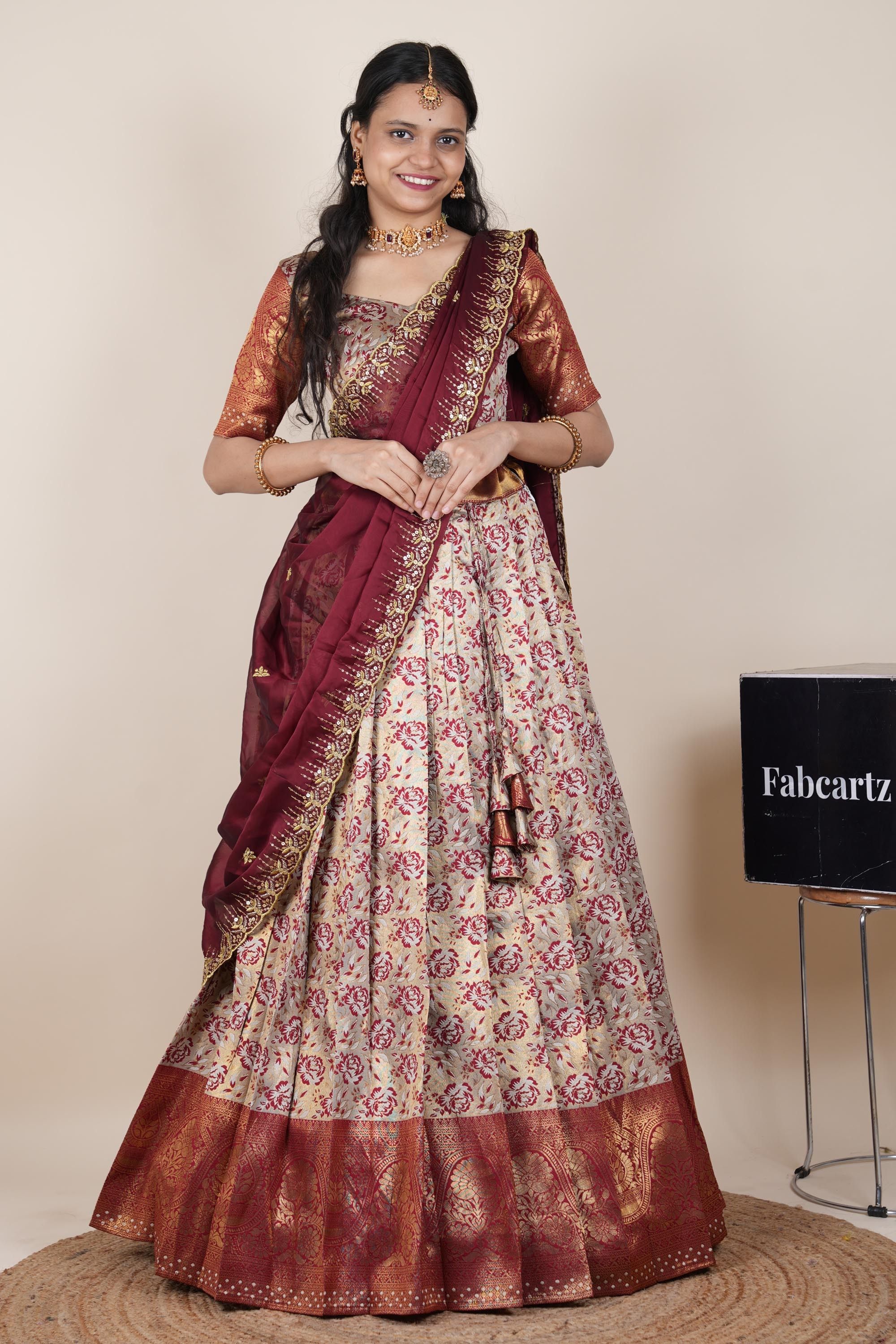 Solid Semi Stitched Lehenga Choli