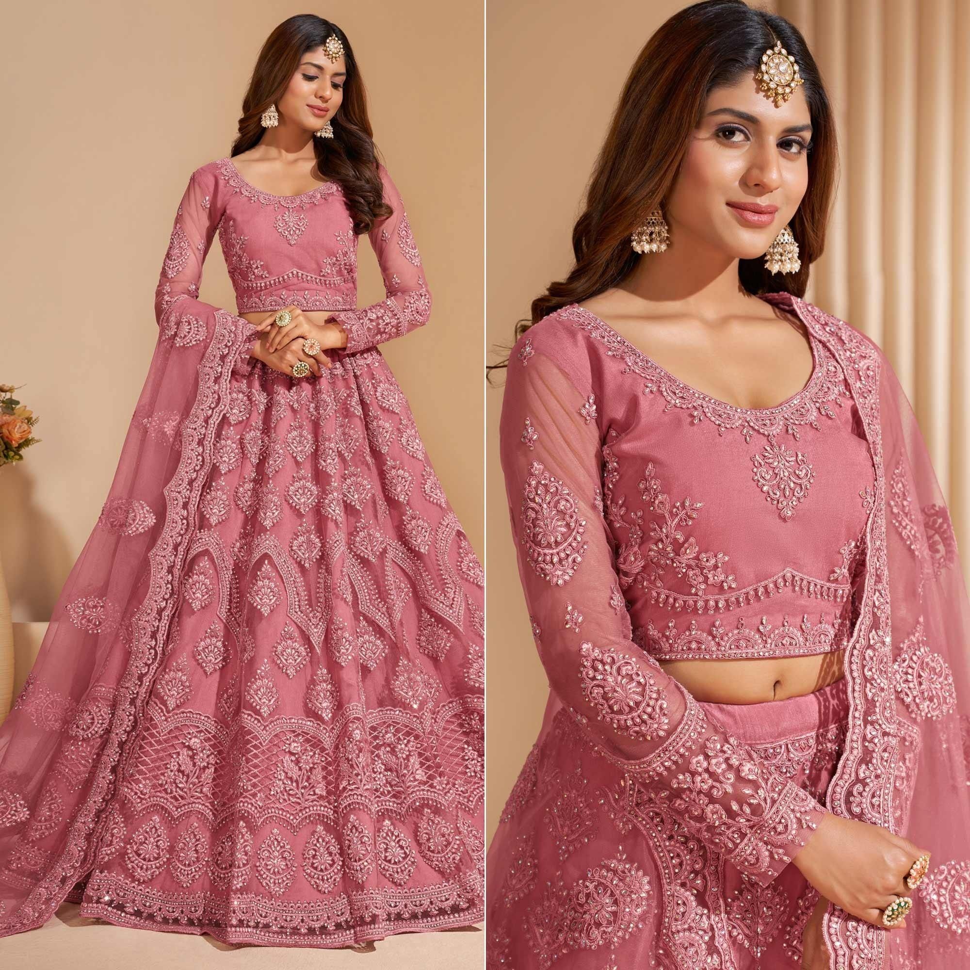 Embroidered Semi Stitched Lehenga Choli