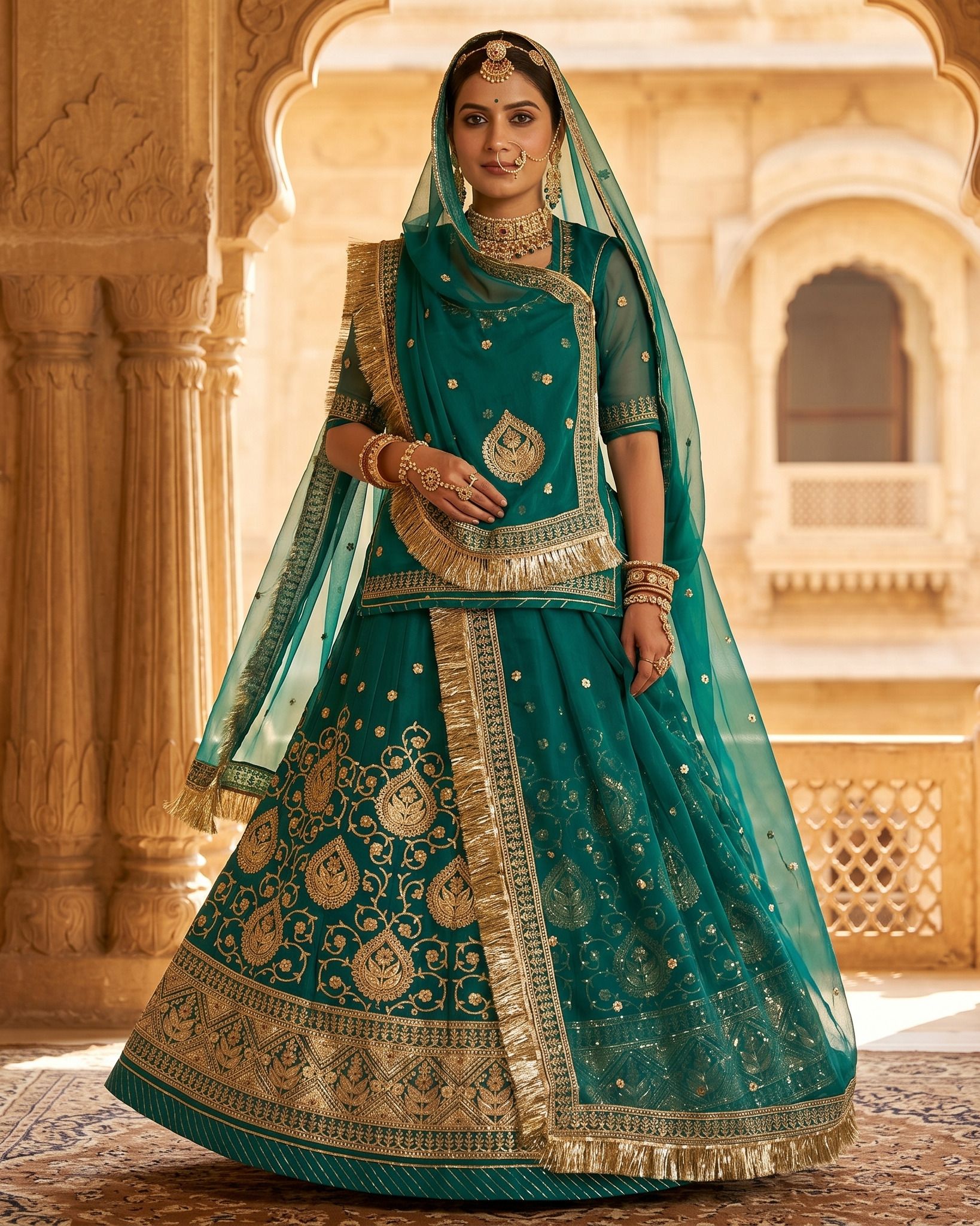 mantushti Embroidered Semi Stitched Rajputi Poshak-picture-11