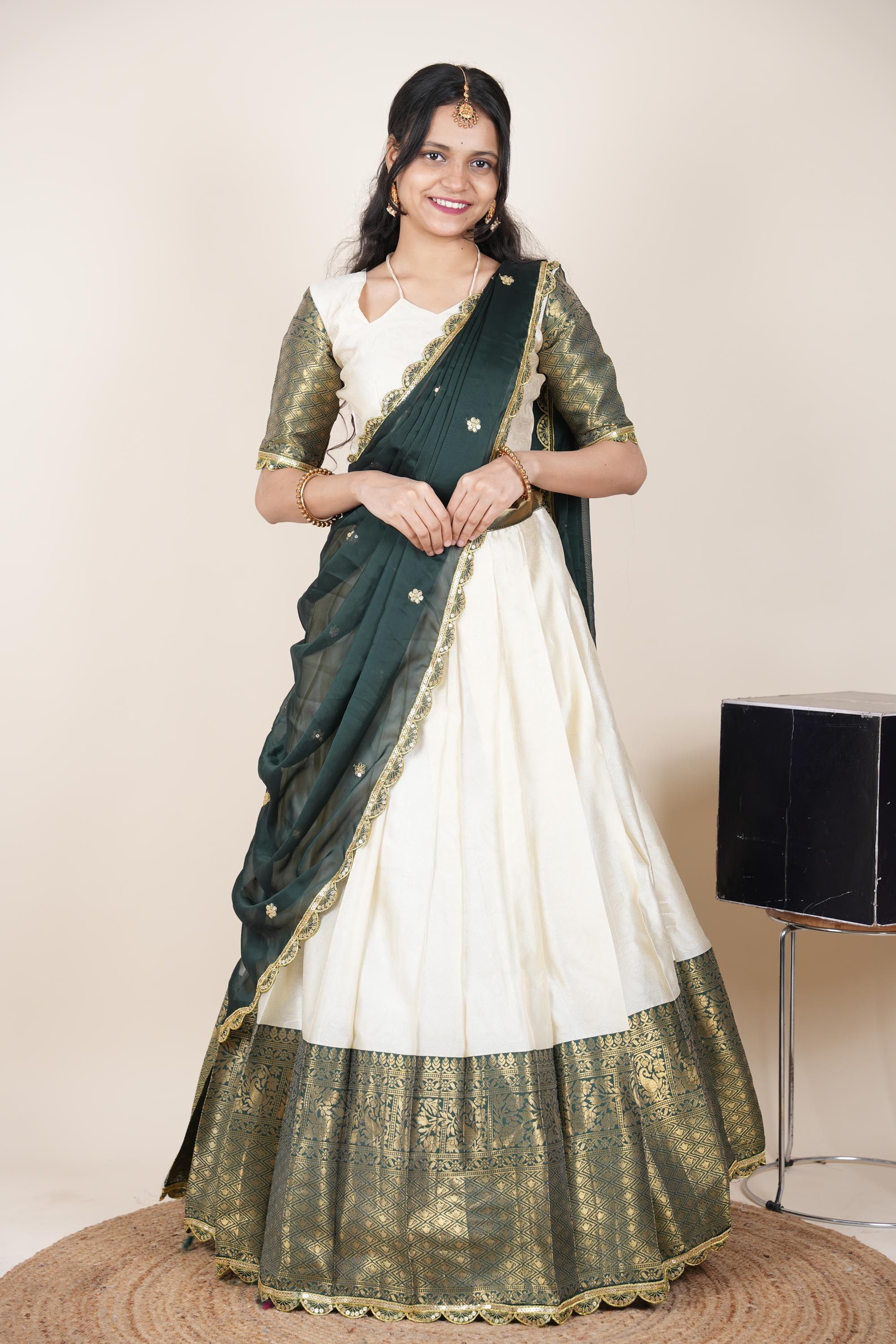 Solid Semi Stitched Lehenga Choli