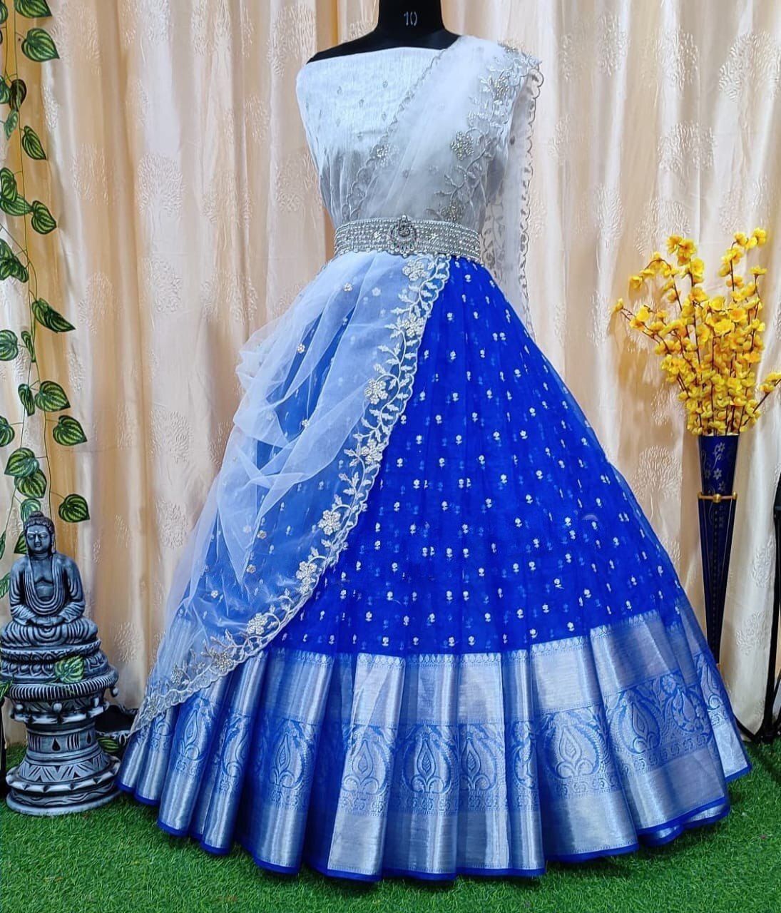 Self Design Semi Stitched Lehenga & Kurta-image-19