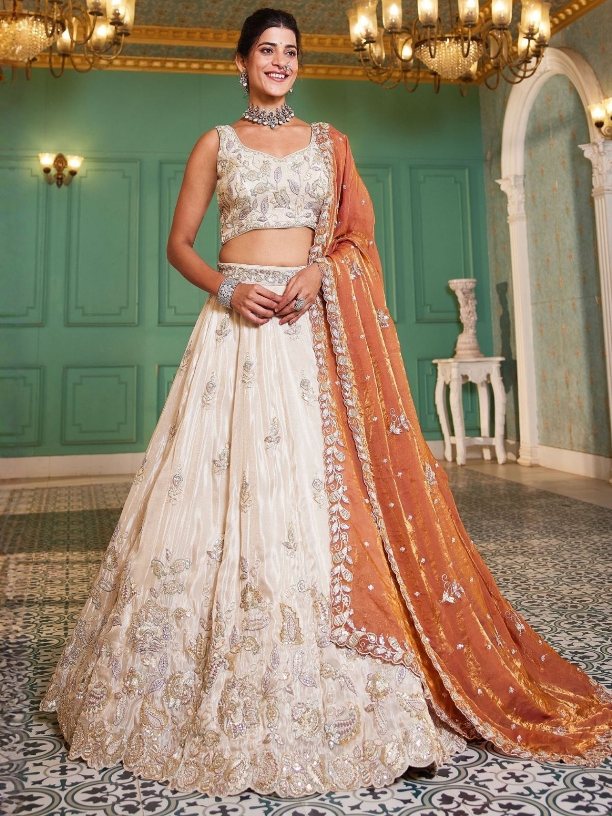 odette Embroidered Semi Stitched Lehenga Choli-picture-33