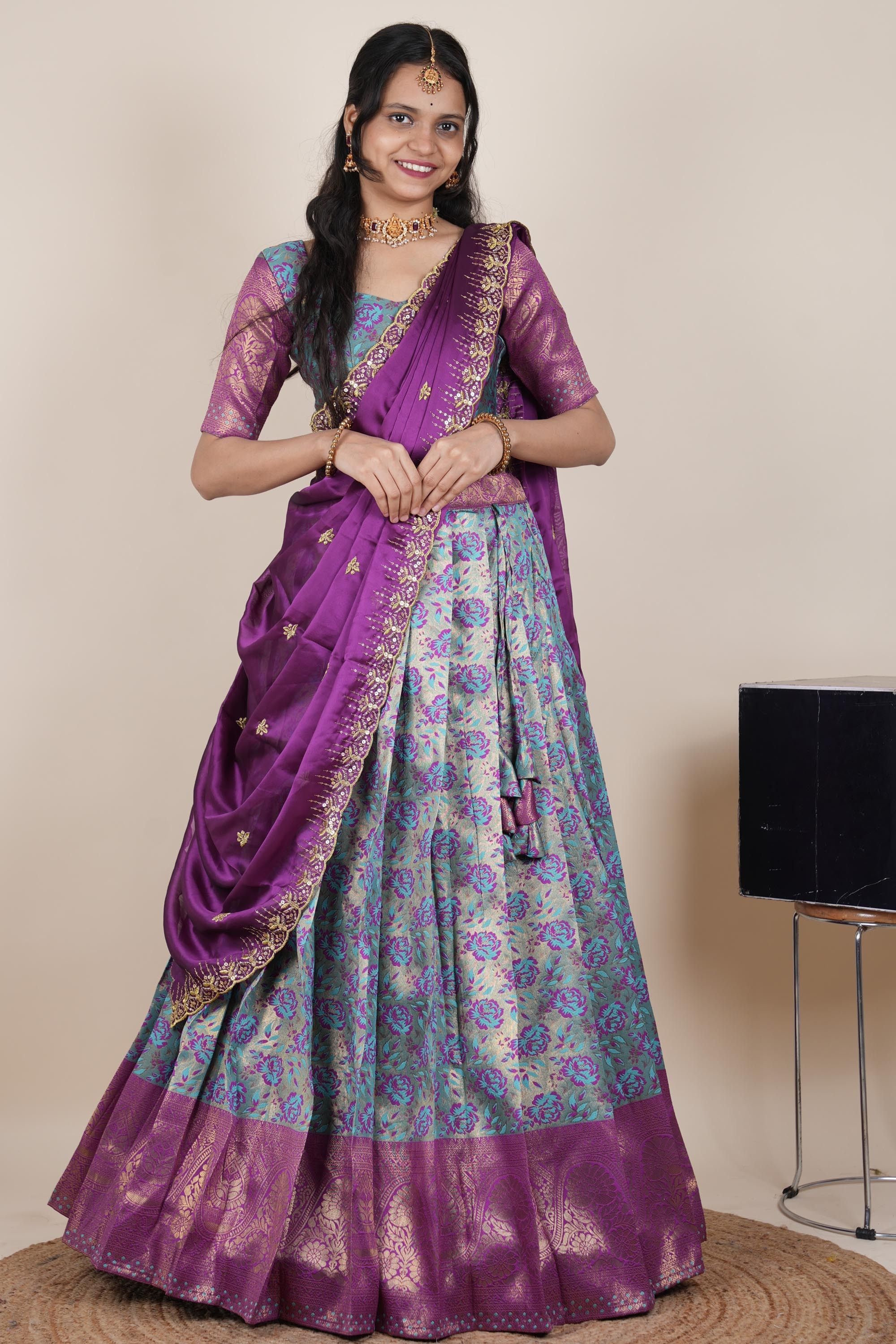 Solid Semi Stitched Lehenga Choli