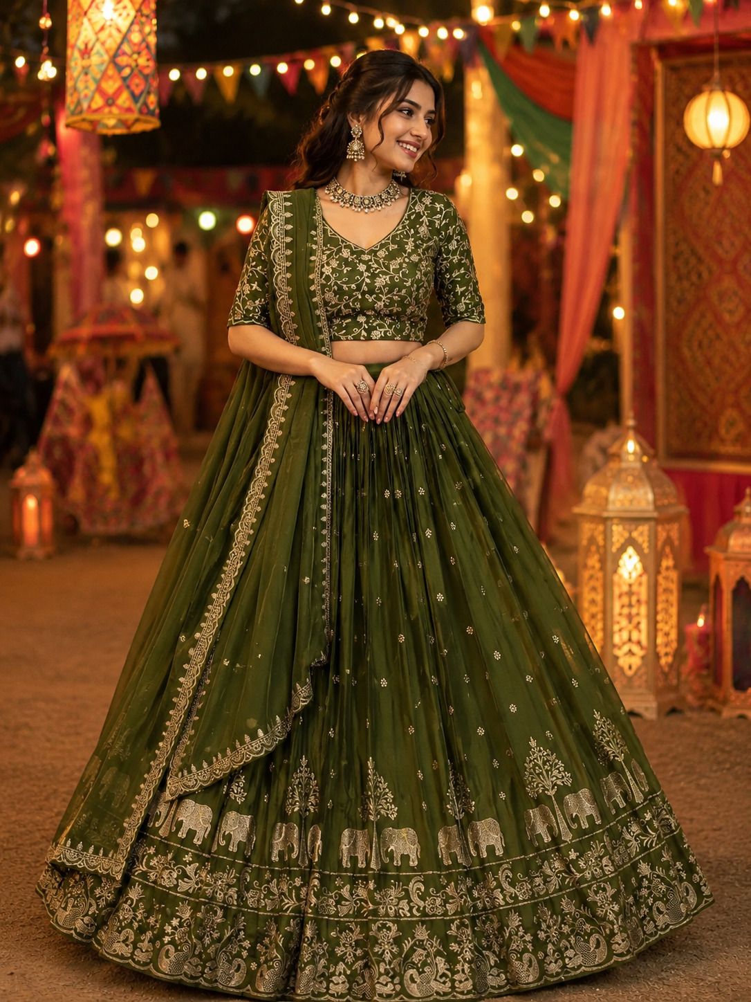 anzu Embroidered Semi Stitched Lehenga Choli-picture-15