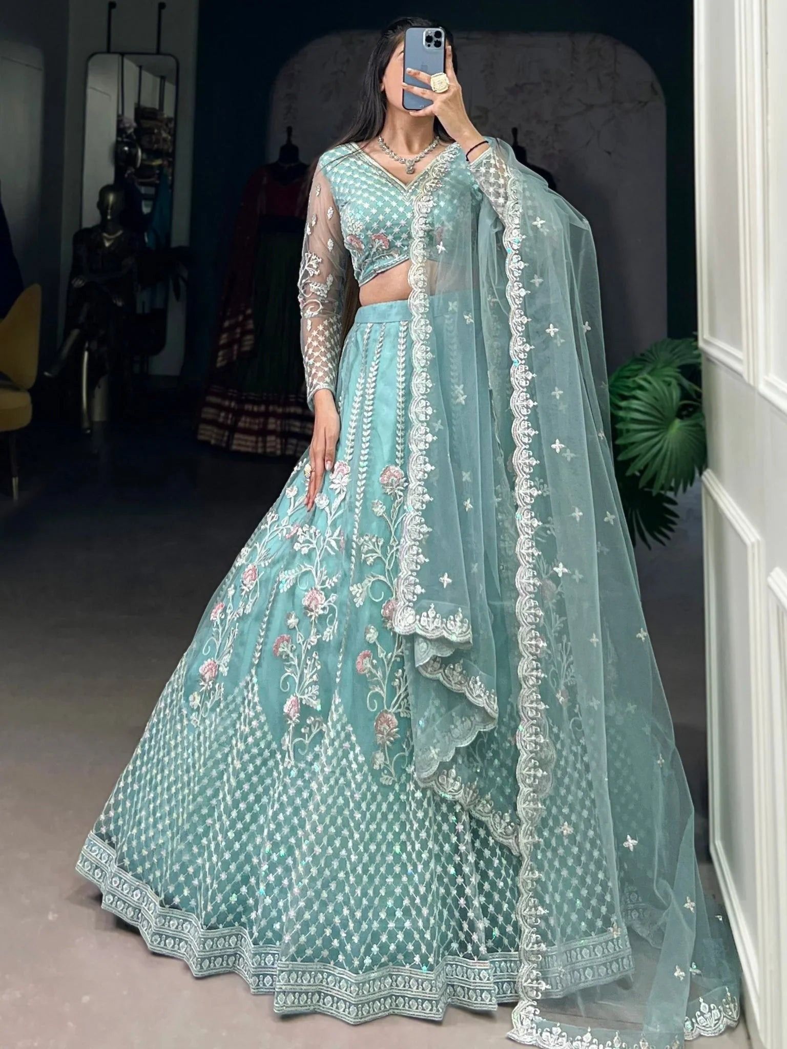 reelove factory Embroidered Semi Stitched Lehenga Choli-picture-10
