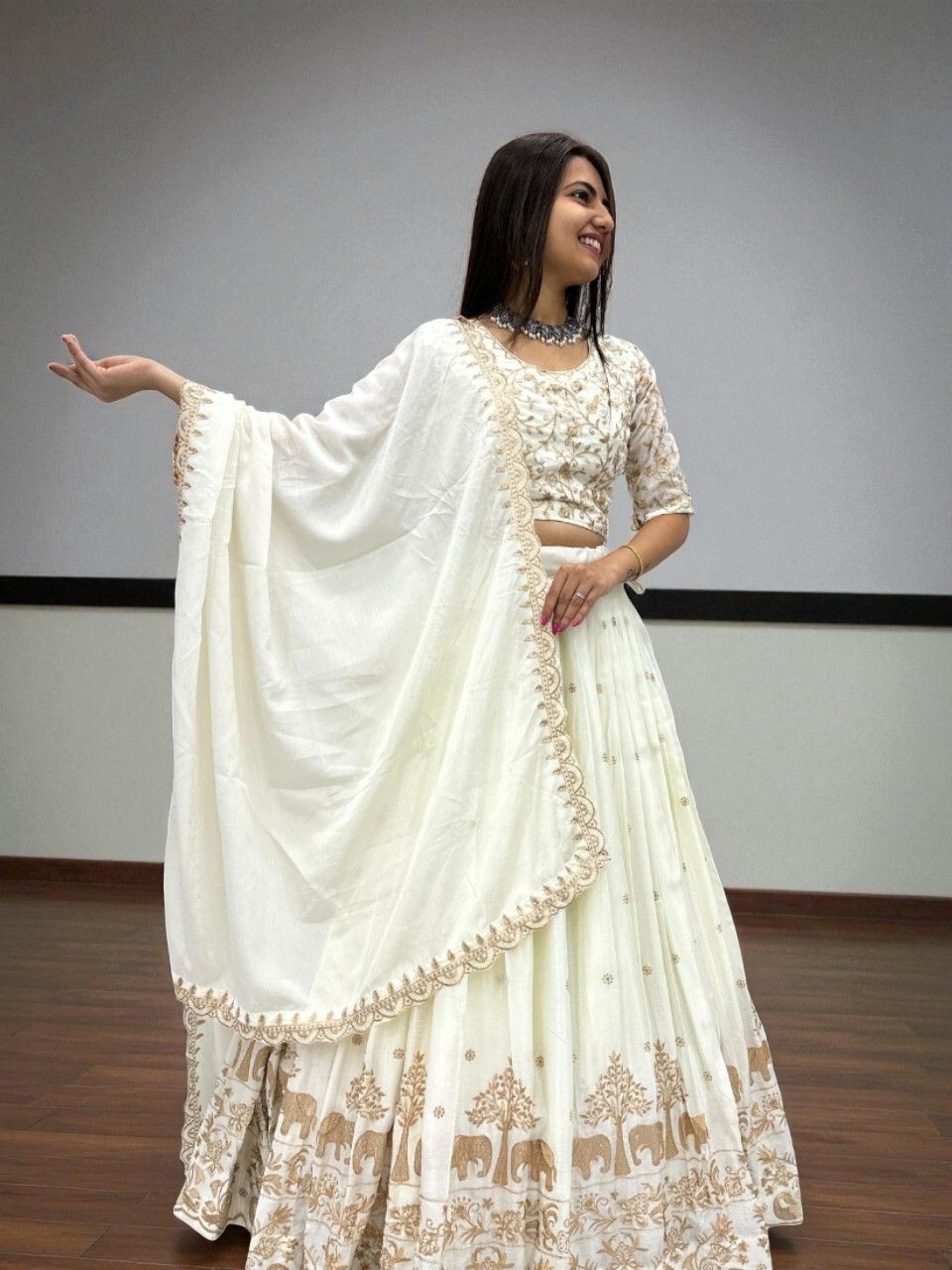 Embroidered Semi Stitched Lehenga & Crop Top-image-11