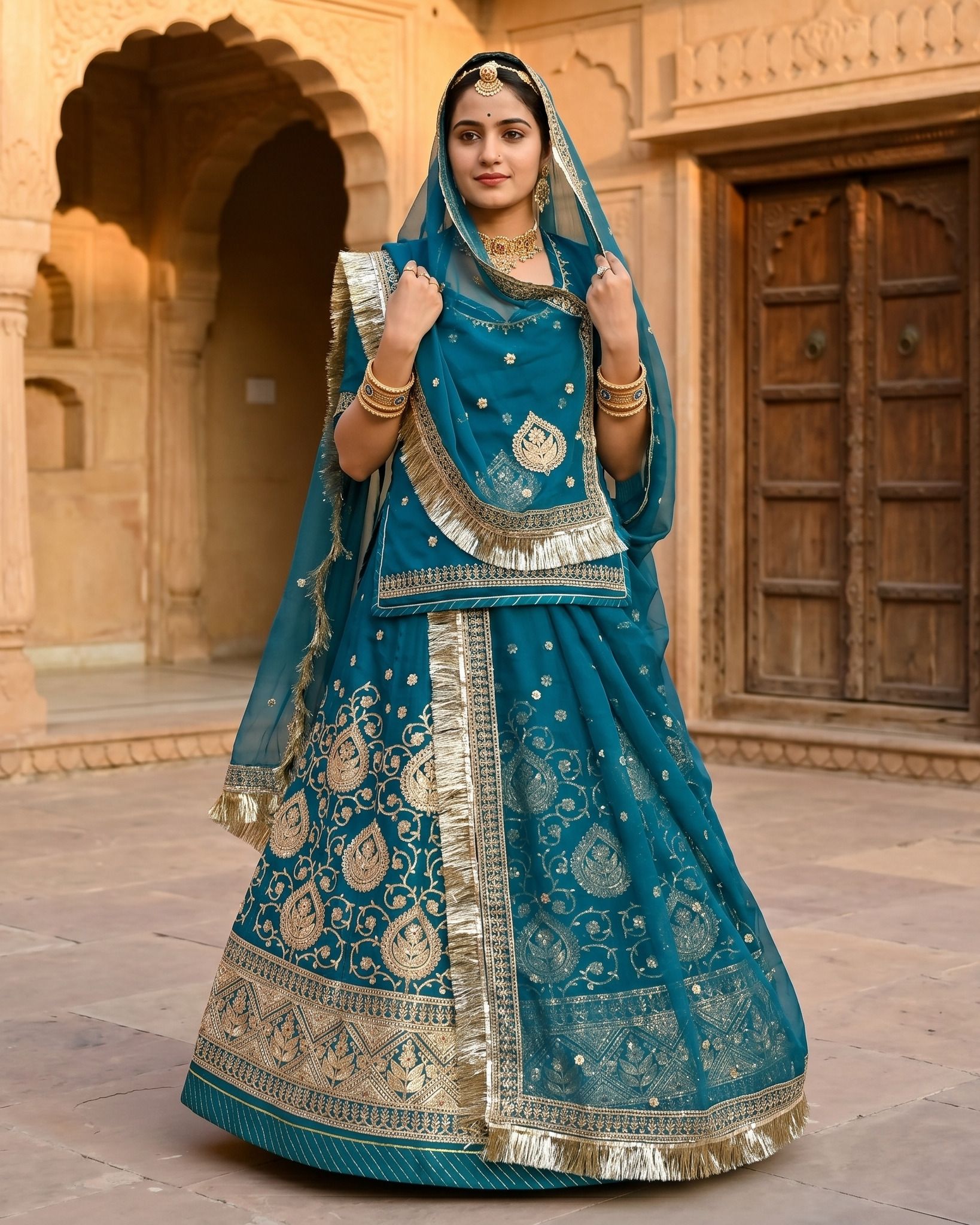 mantushti Embroidered Semi Stitched Rajputi Poshak-picture-25