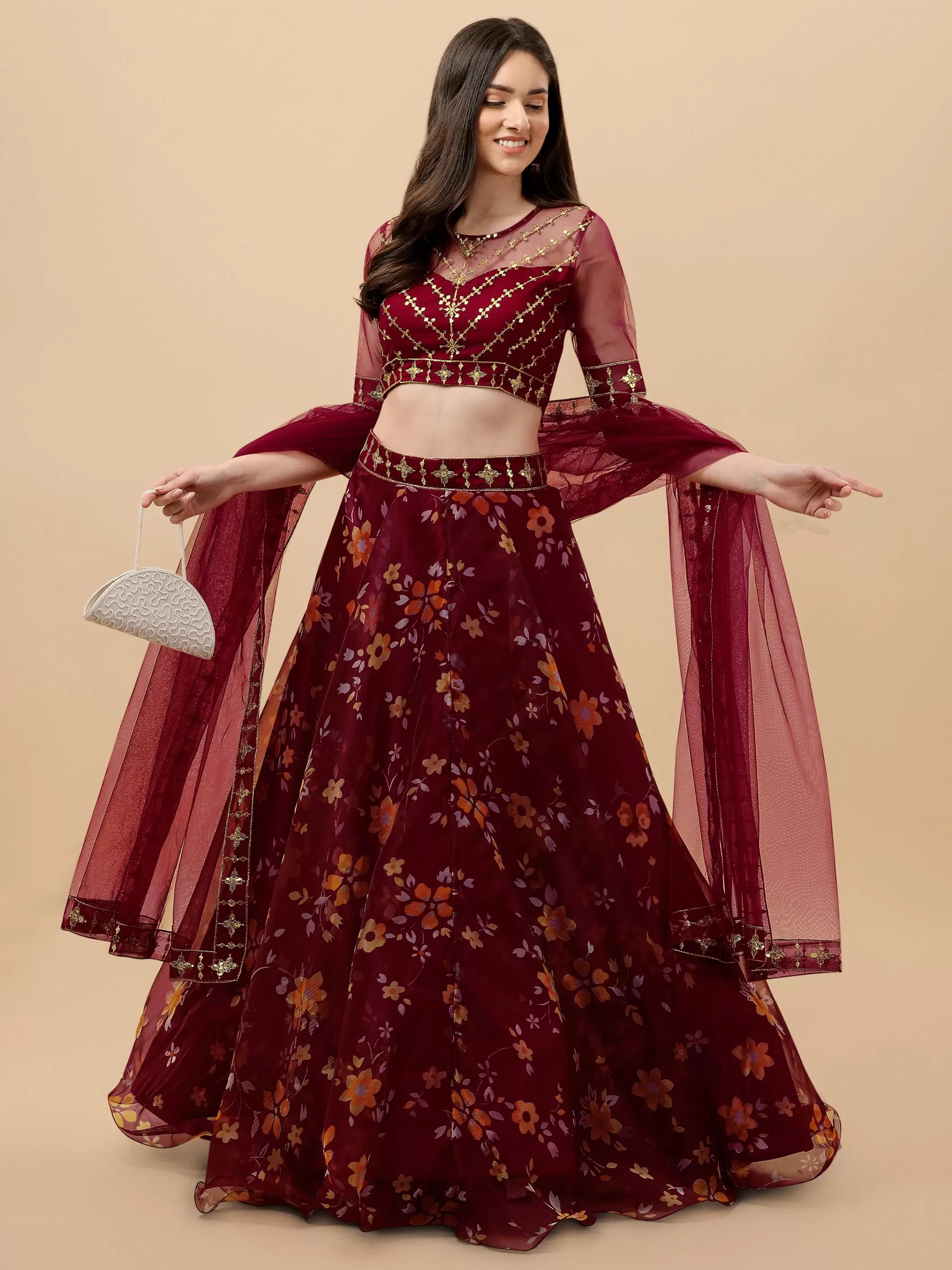 Embroidered Semi Stitched Lehenga Choli-image-6