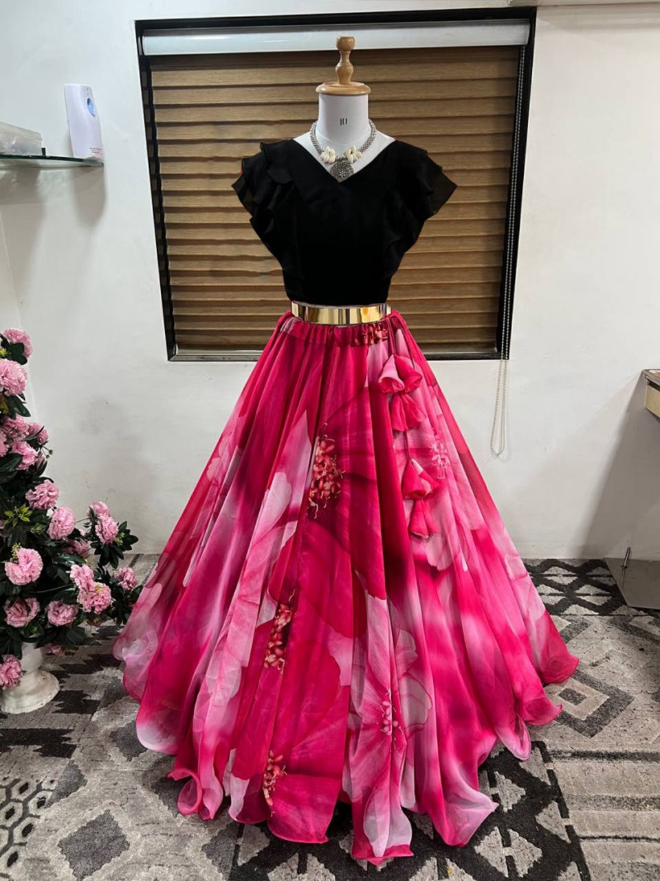 Digital Print Stitched Lehenga & Crop Top-image-6
