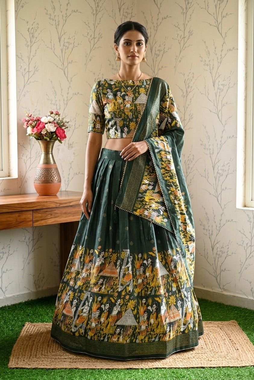 ntraditions Floral Print Semi Stitched Lehenga Choli-picture-15