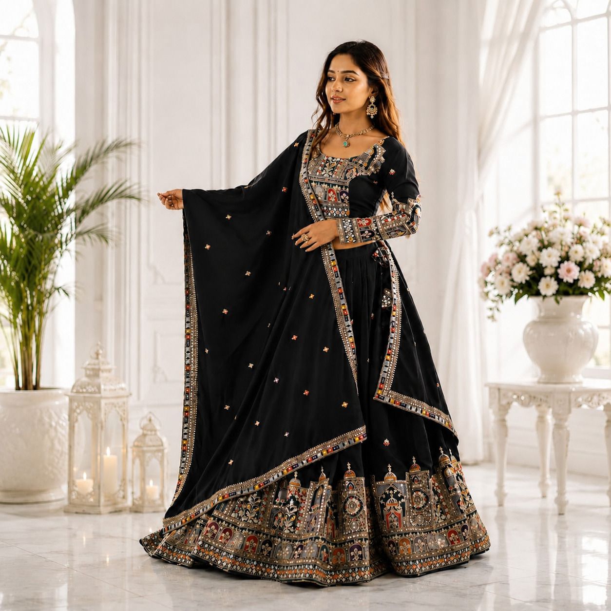 shivam enterprise Embroidered Semi Stitched Lehenga Choli-picture-16