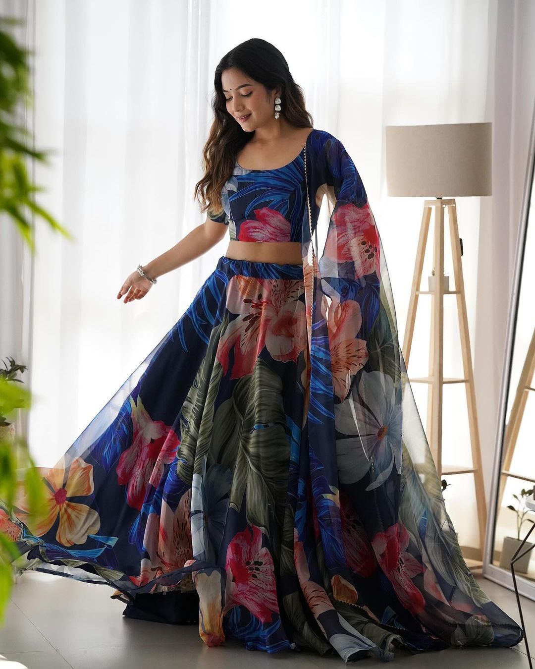 purimaa Floral Print Semi Stitched Lehenga Choli-picture-12