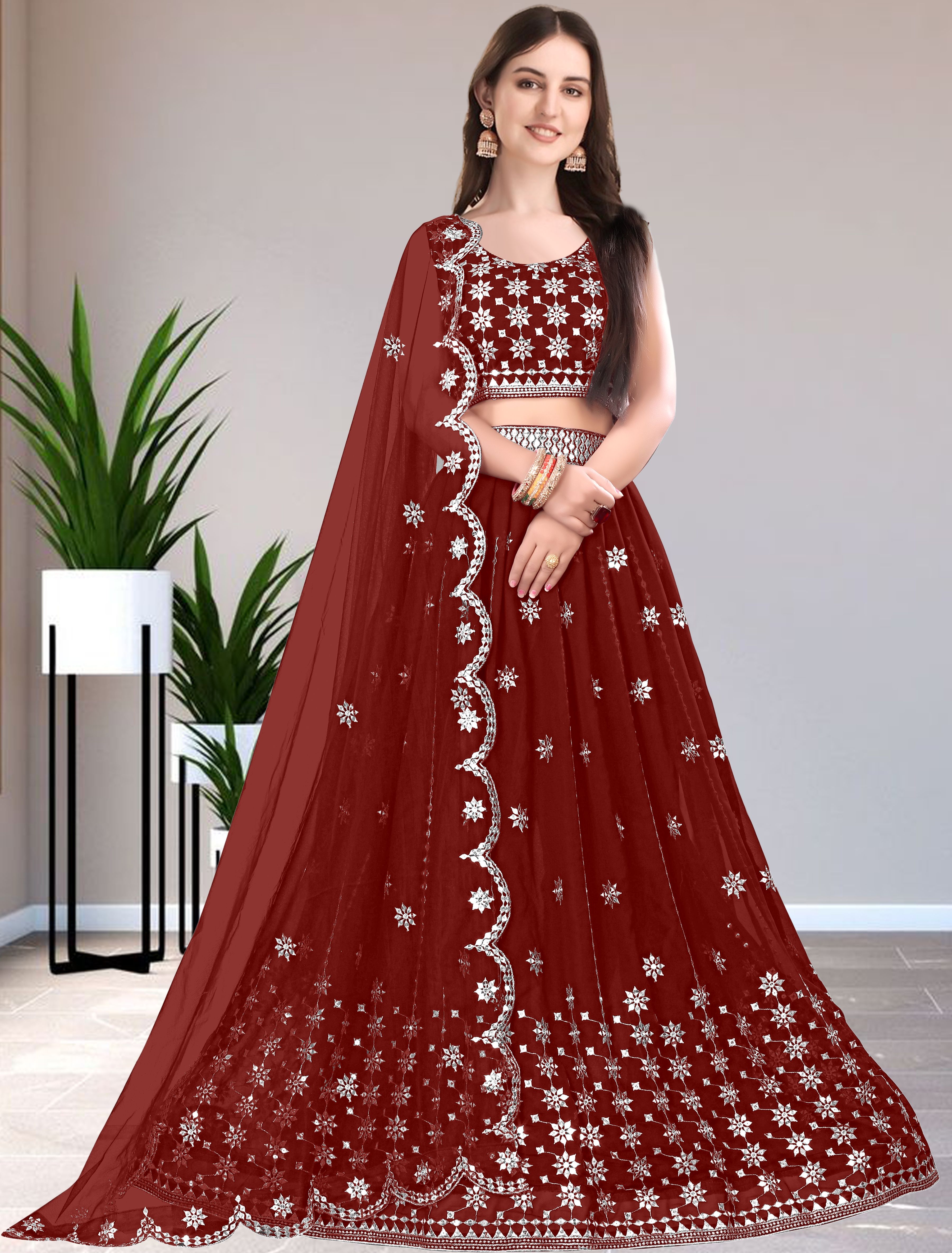 women wed Embroidered Semi Stitched Lehenga Choli-picture-10