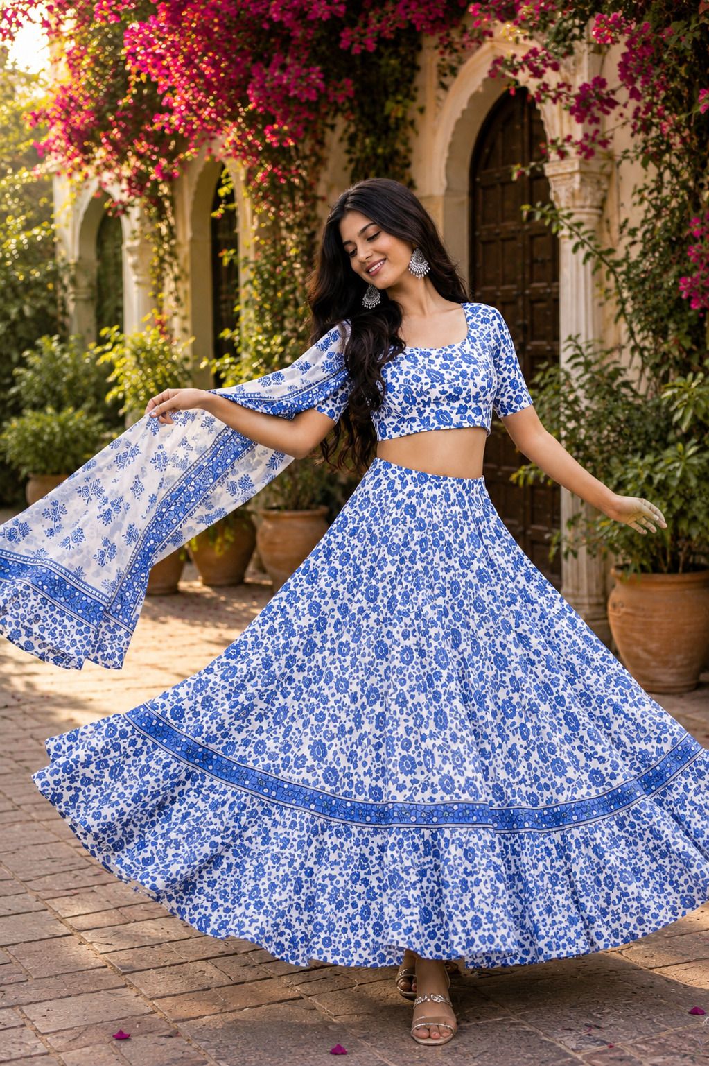 braj raj vastraley Floral Print Semi Stitched Lehenga & Crop Top-picture-28