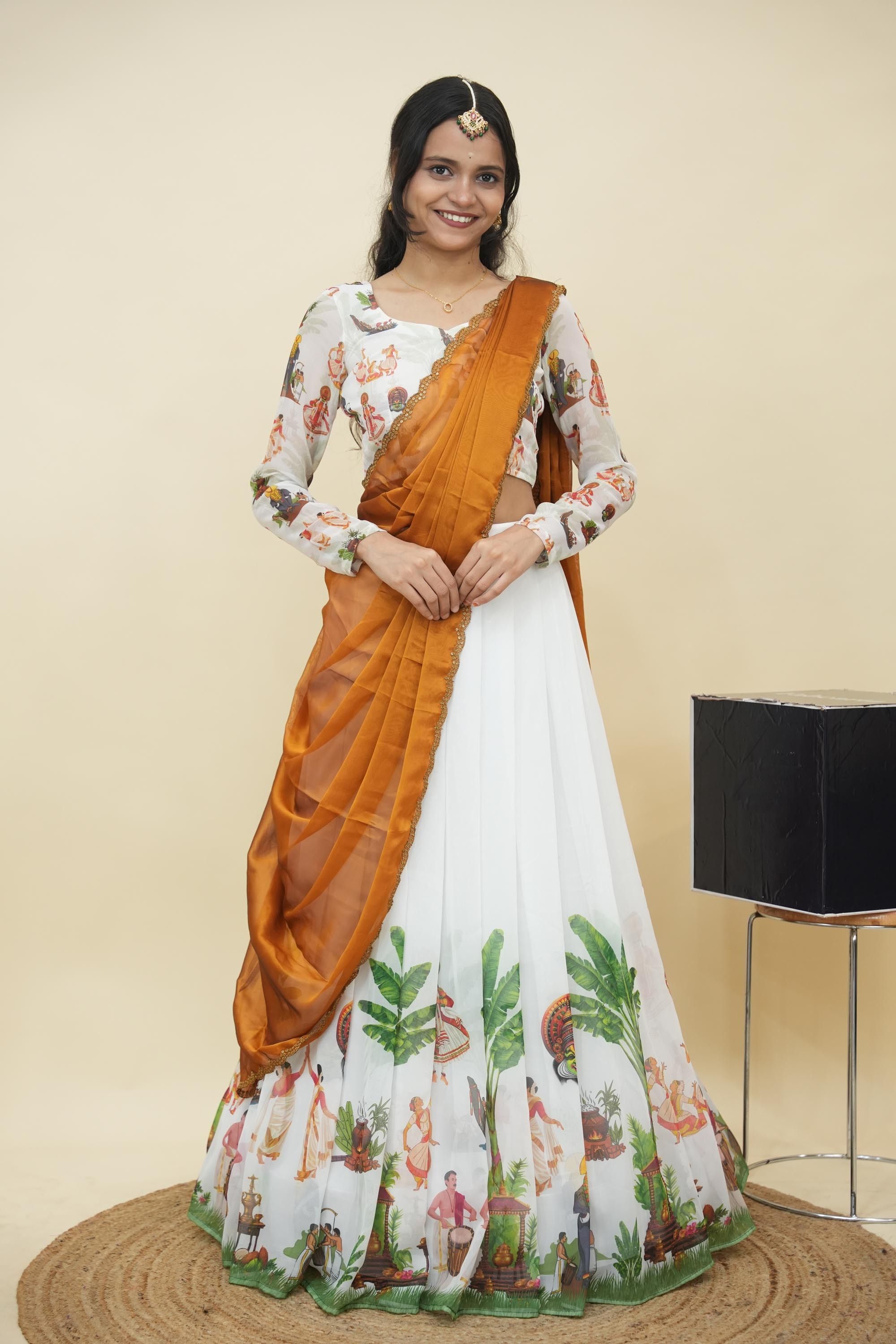 pinkbindi Printed Semi Stitched Lehenga Choli-picture-14