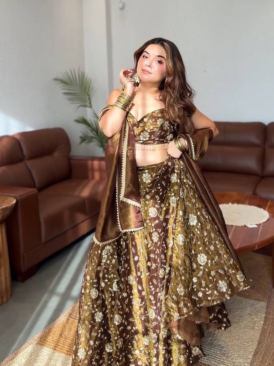Embroidered Stitched Lehenga & Crop Top-image-6