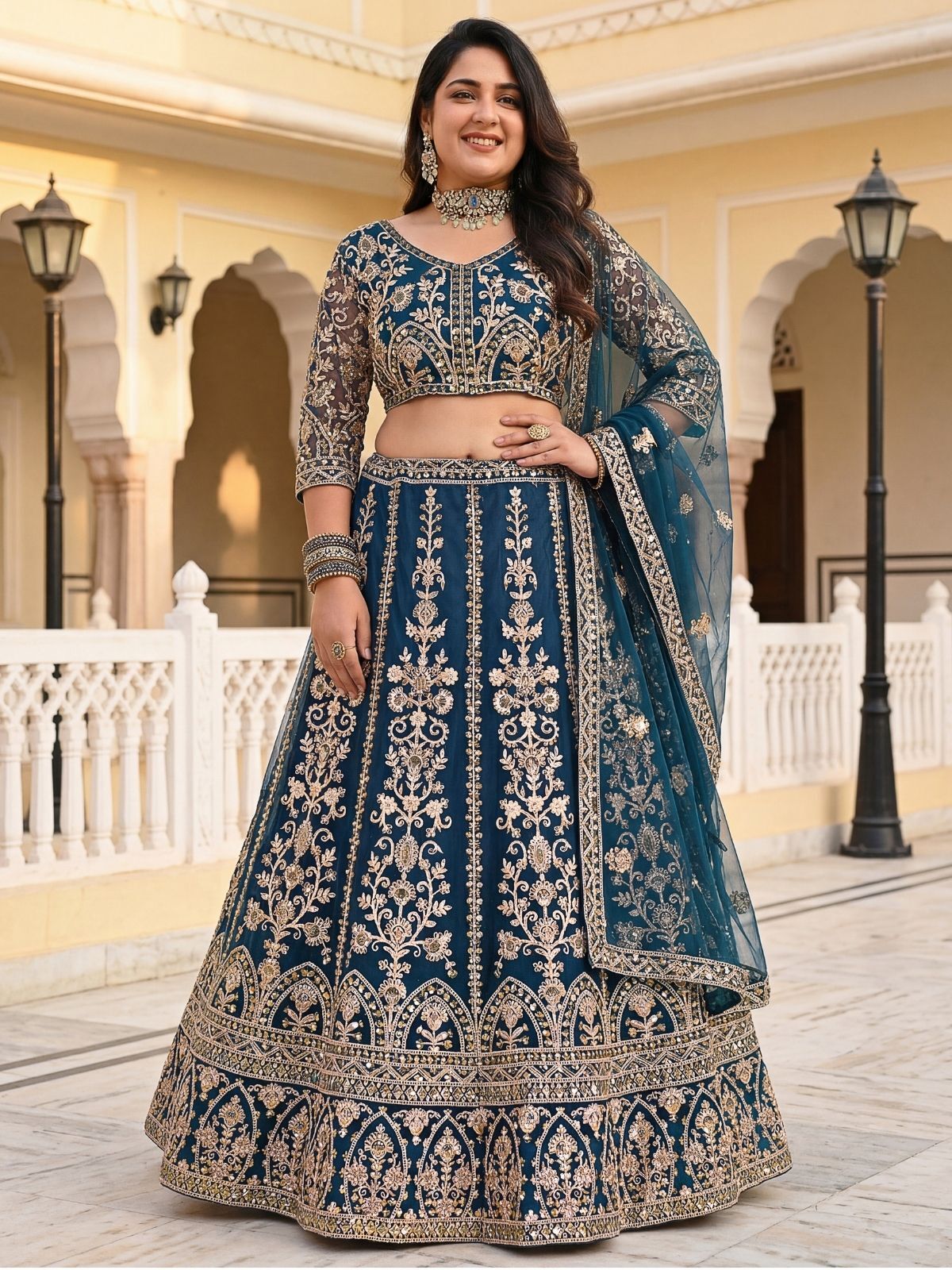 odette Embroidered Semi Stitched Lehenga Choli-picture-37