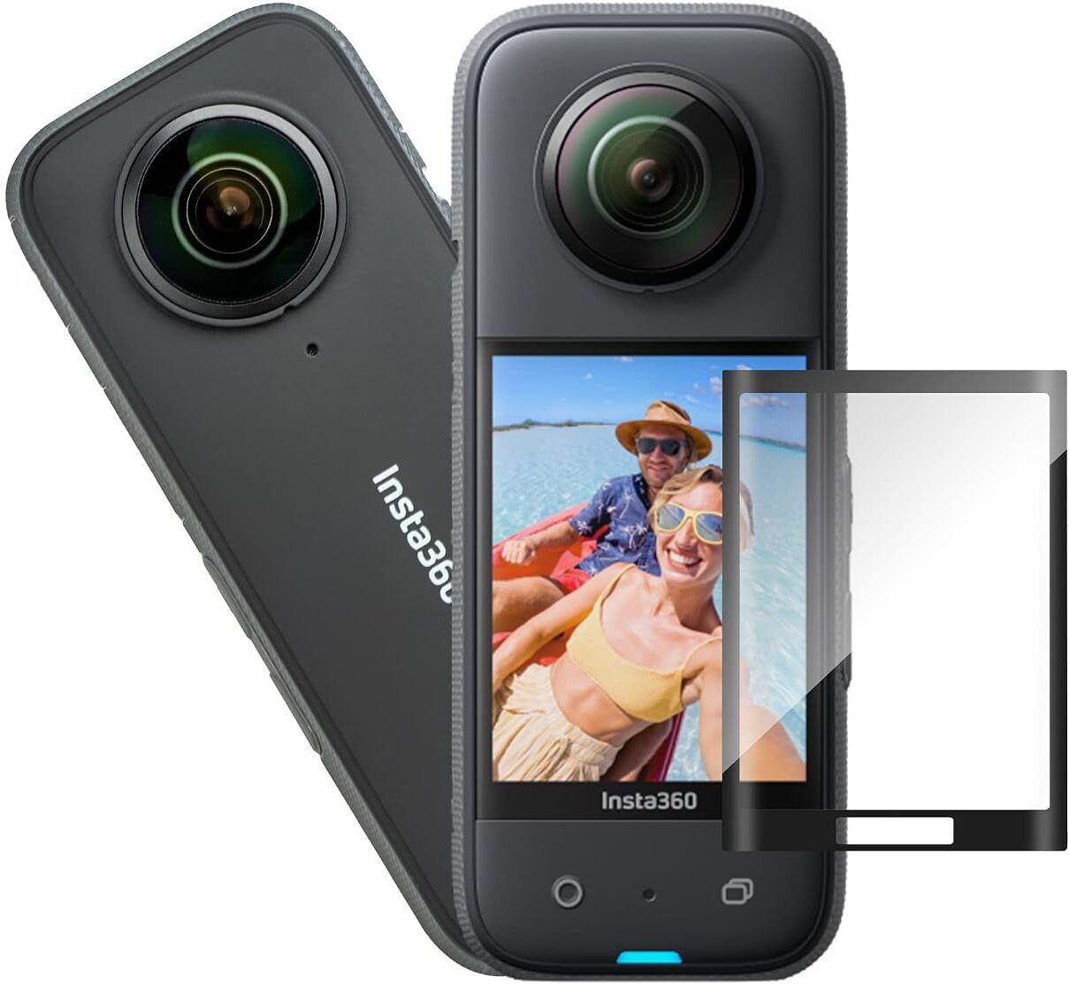 HOJI Lens Guard & 9H Tempered Glass Screen Protector for Insta360 X5 Lens Cap-image-1