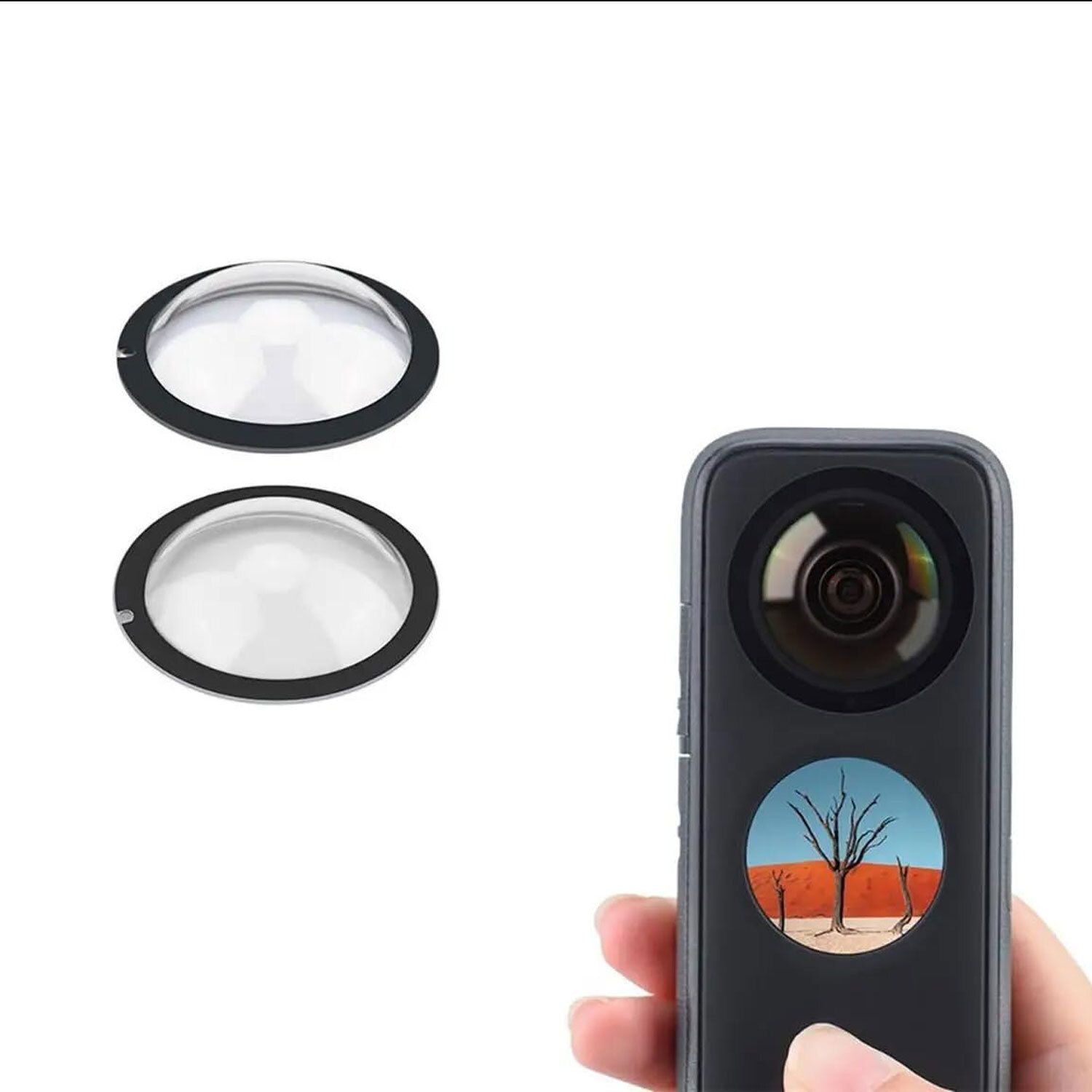 GiftMax Insta 360 X2 Lens 2Pcs Dual Lens Protector Guard Sticky Tempered for Lens Cap-image-9