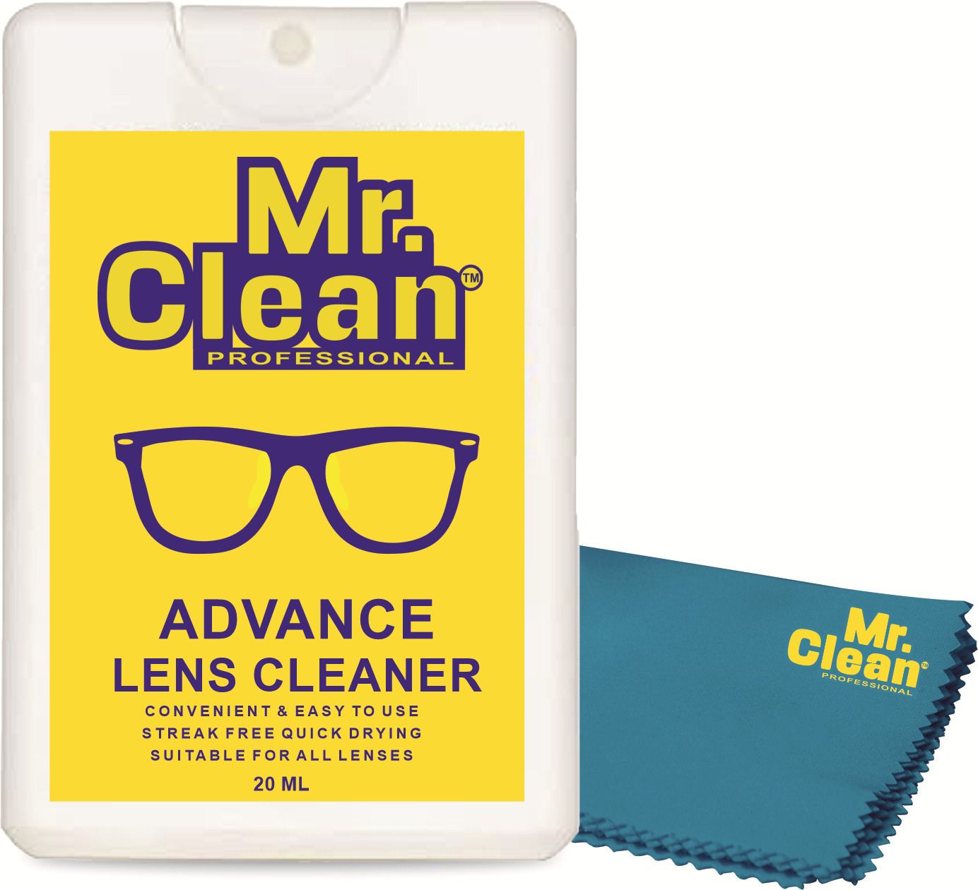 MCP Mr. Clean Lens Cleaner (20ml) with 1 Microfiber Cloth for Eyeglasses, SunglassesLens Cleaner