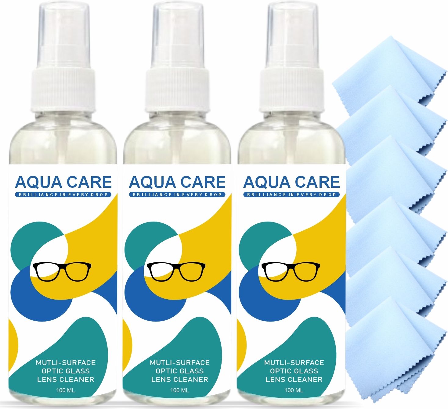 Aqua Care Lens Cleaner Spray 100ML Pack of 3 with 6 Cloths Optical Lens Care Cleaner Spray Lens Cleaner-image-33