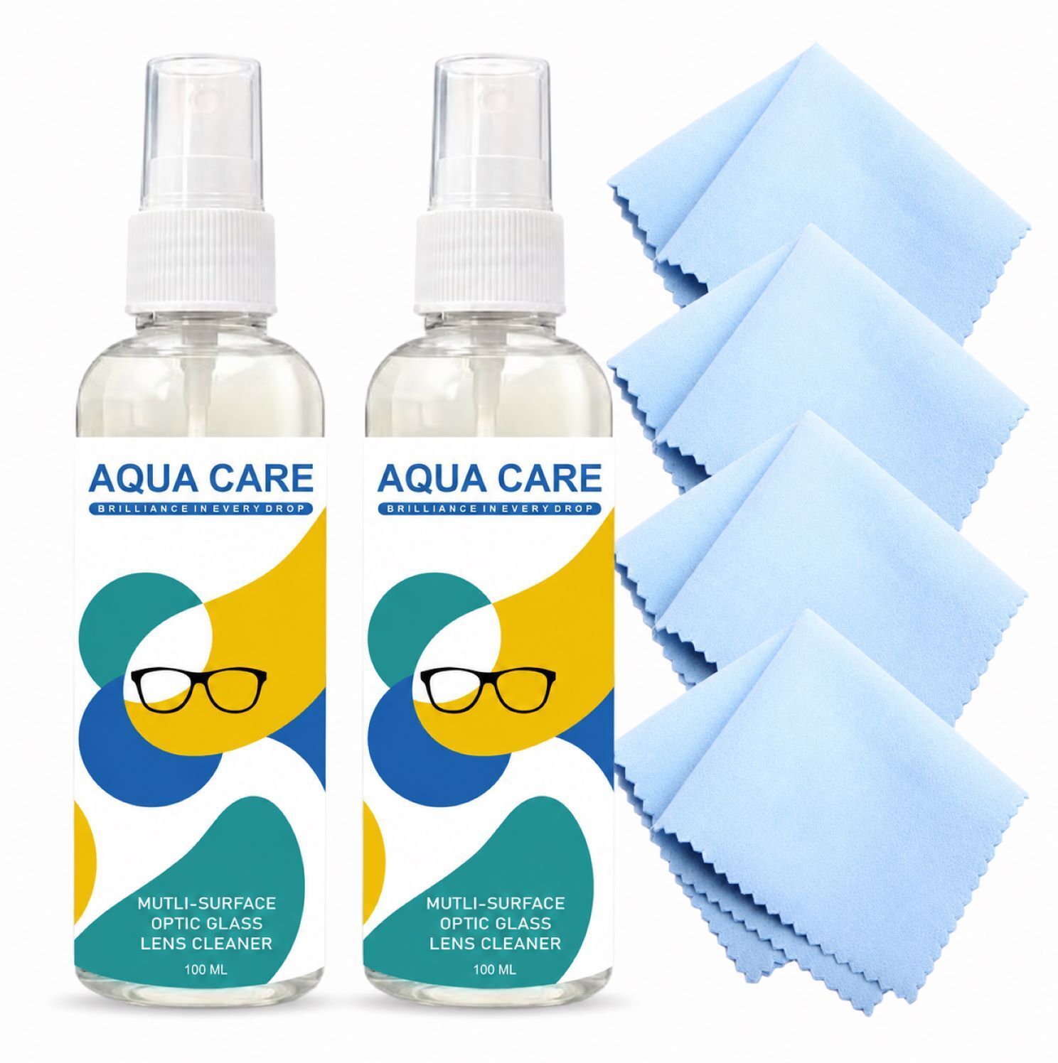 Aqua Care Lens Cleaner Spray 100ML Pack of 2 with 4 Cloths Eyeglass Lens Cleaning Kit Wipe Lens Cleaner-image-40
