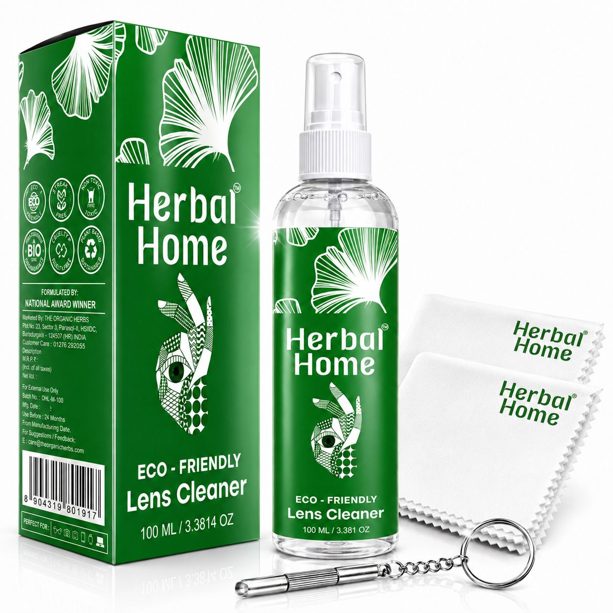 Herbal Home Lens Cleaner 100ML with 2 Cloths and Duster Eyeglass Lens Cleaning Spray Cleaner Lens Cleaner-image-13